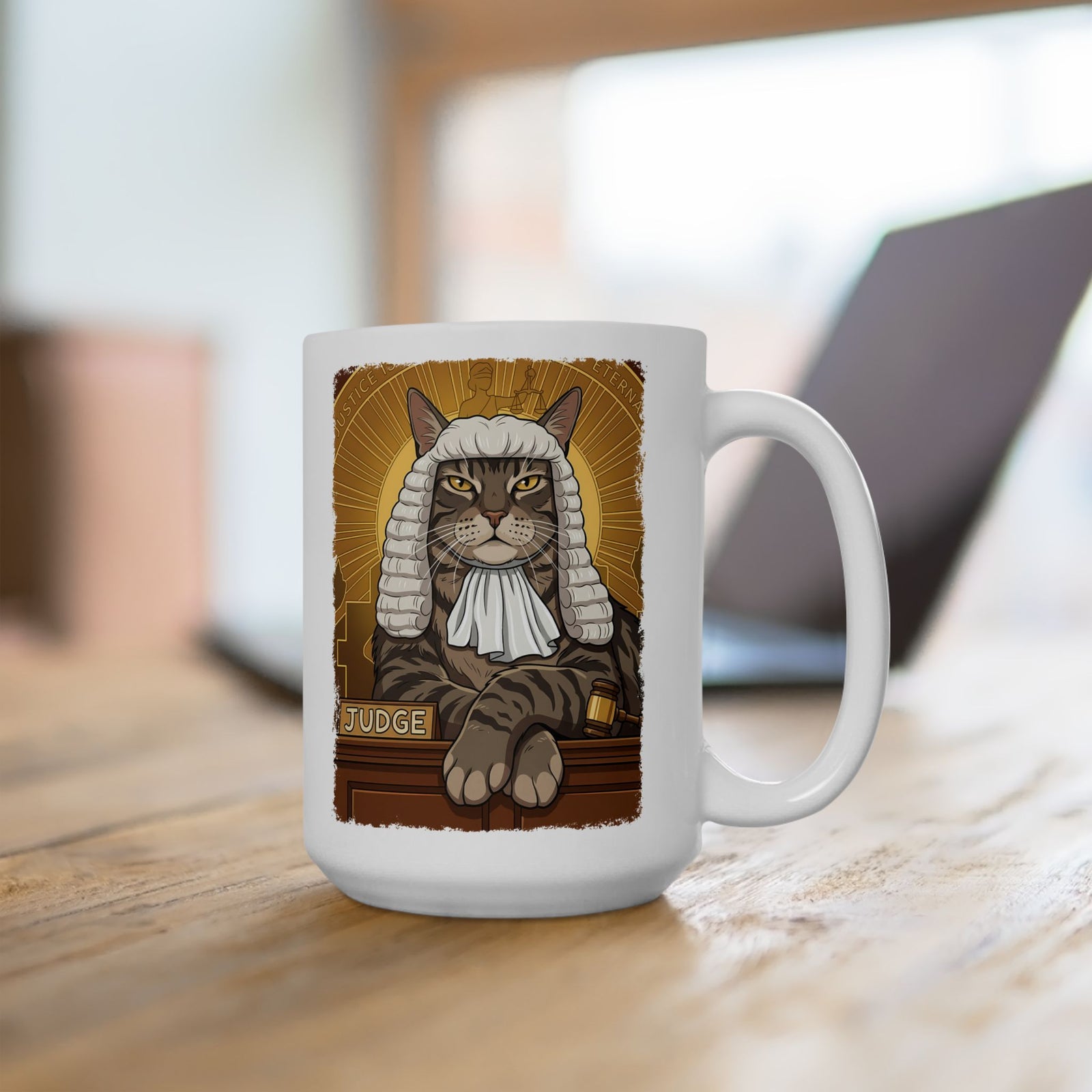Cat Judge Ceramic Mug Funny Cat Lawyer / Judge Graphic Mug