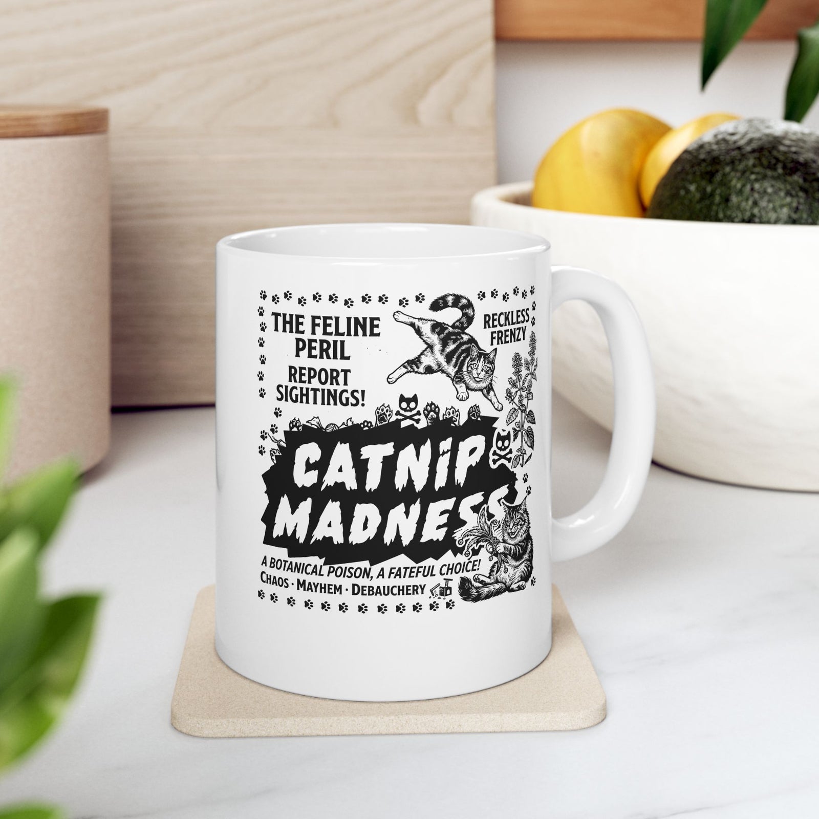 Catnip Madness Cat Ceramic Mug