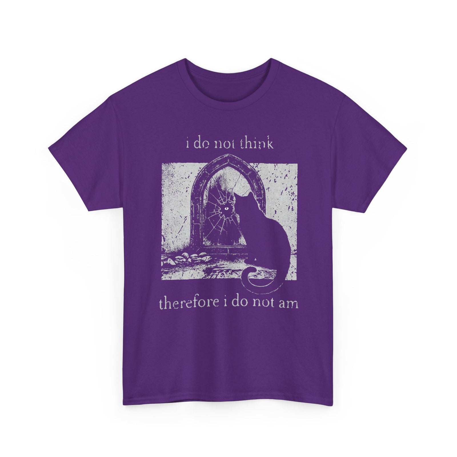 Vintage Black Cat T-Shirt — "I Do Not Think Therefore I Do Not Am"