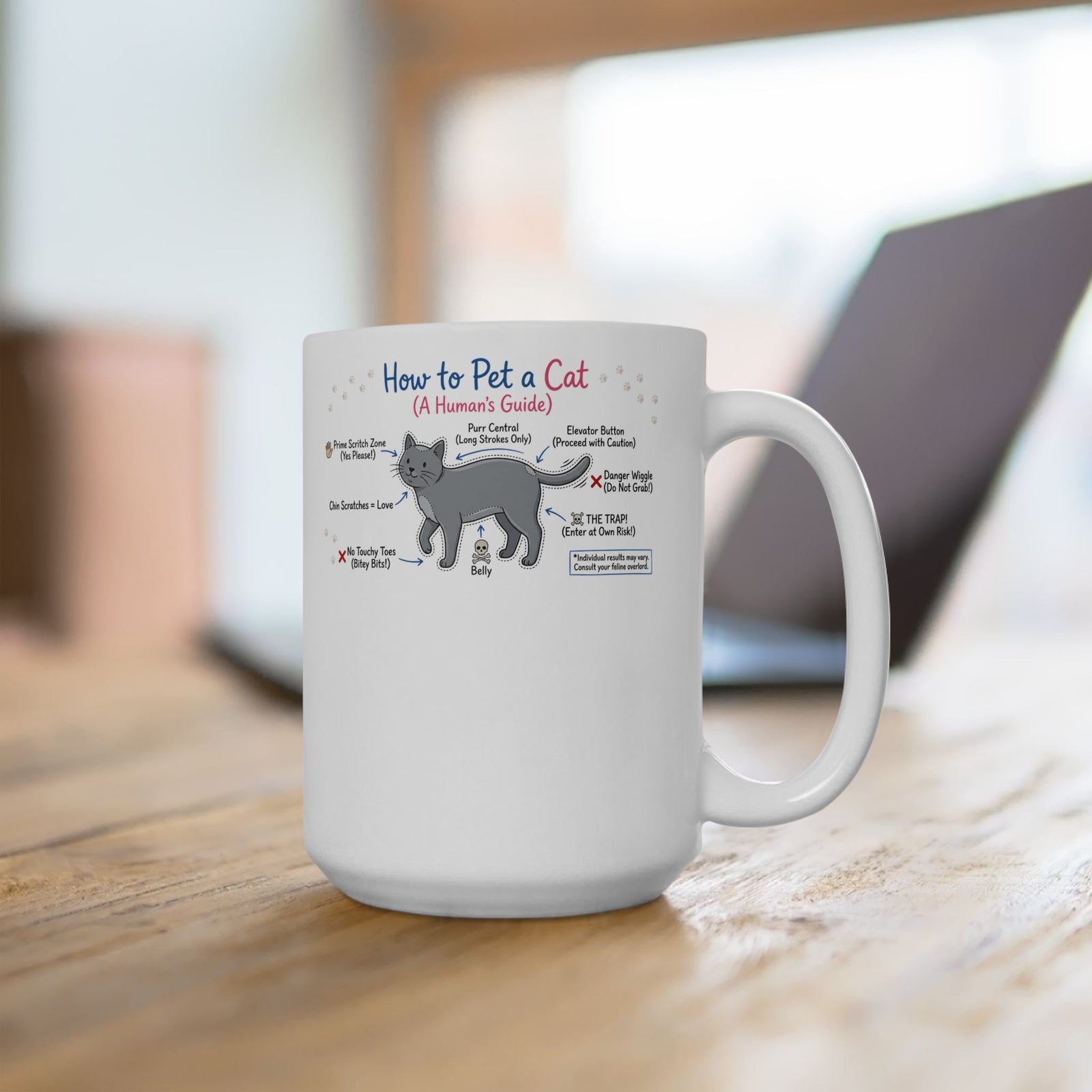 How To Pet A Cat Ceramic Mug — Funny Cat Care Mug for Cat Lovers