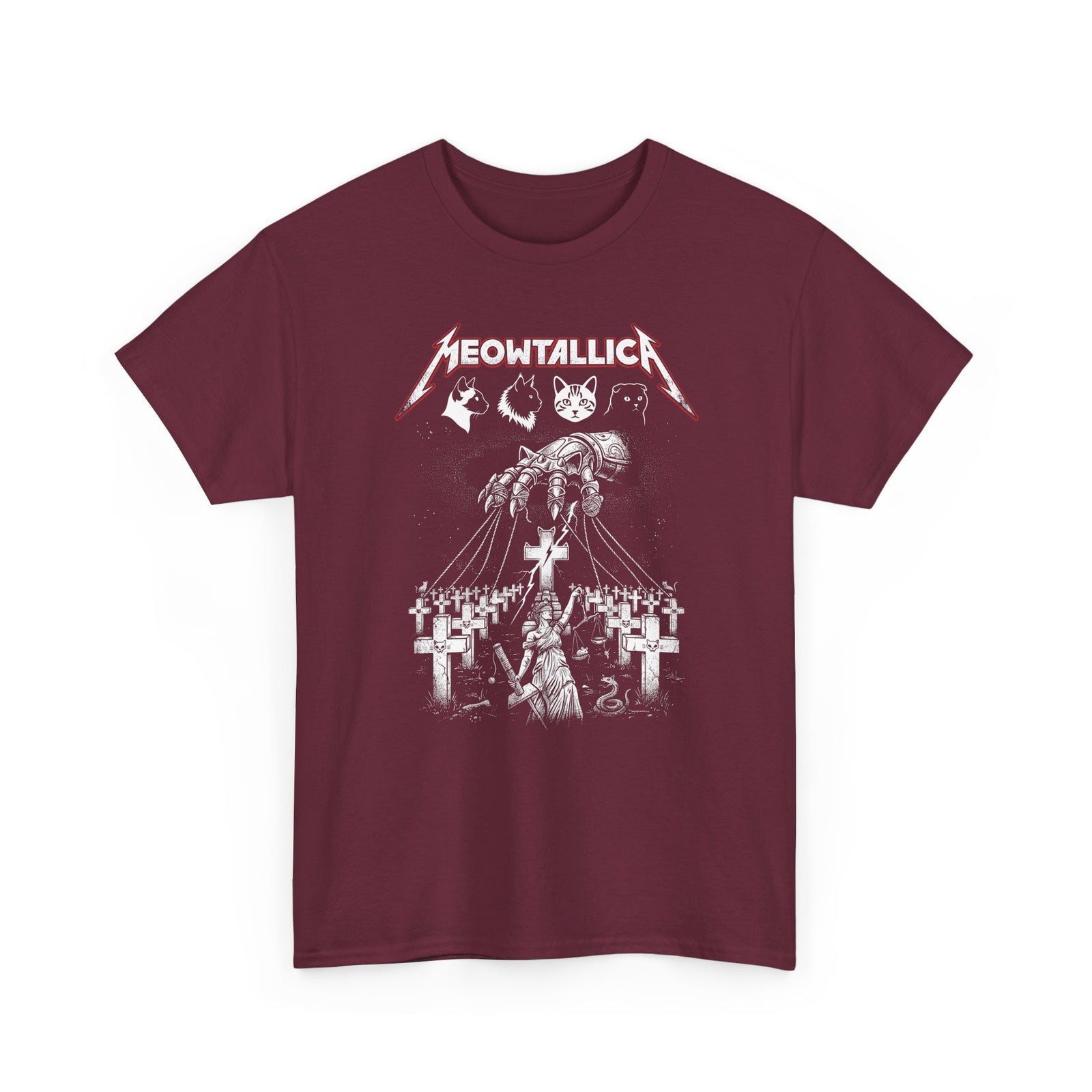 Meowtallica Graphic Tee — Metal Cat Band T-Shirt