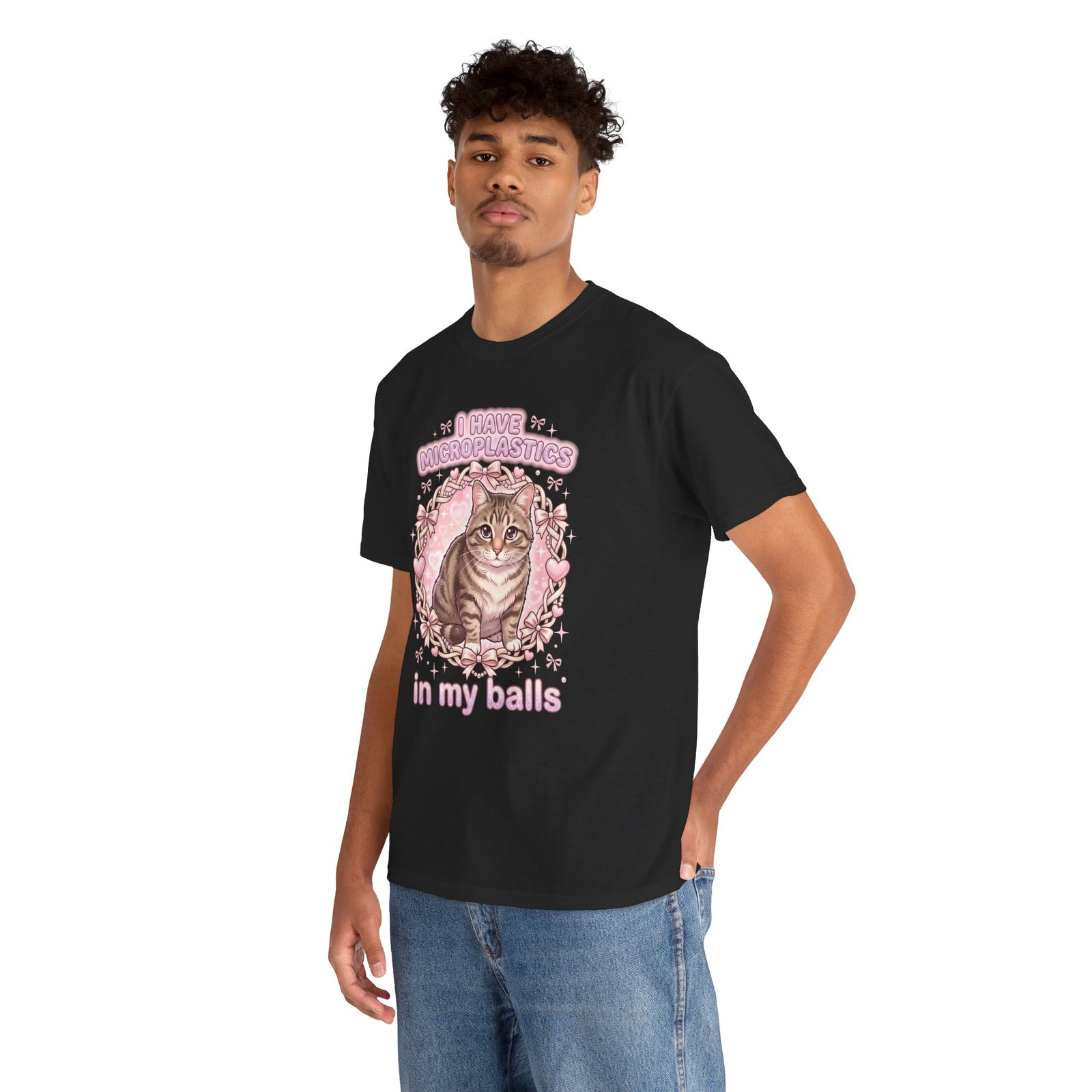 Funny Cat Tee "I Have Microplastics In My Balls" Meme Shirt