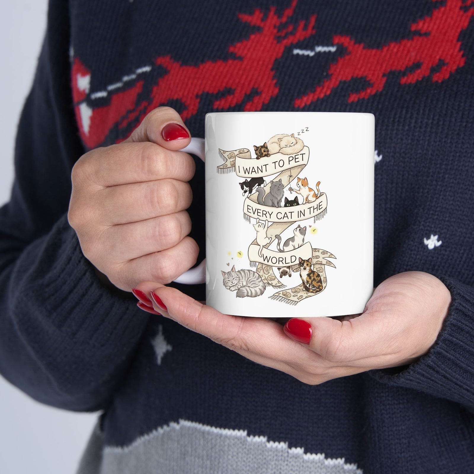 I Want to Pet Every Cat in the World Ceramic Mug — Cat Lover Mug