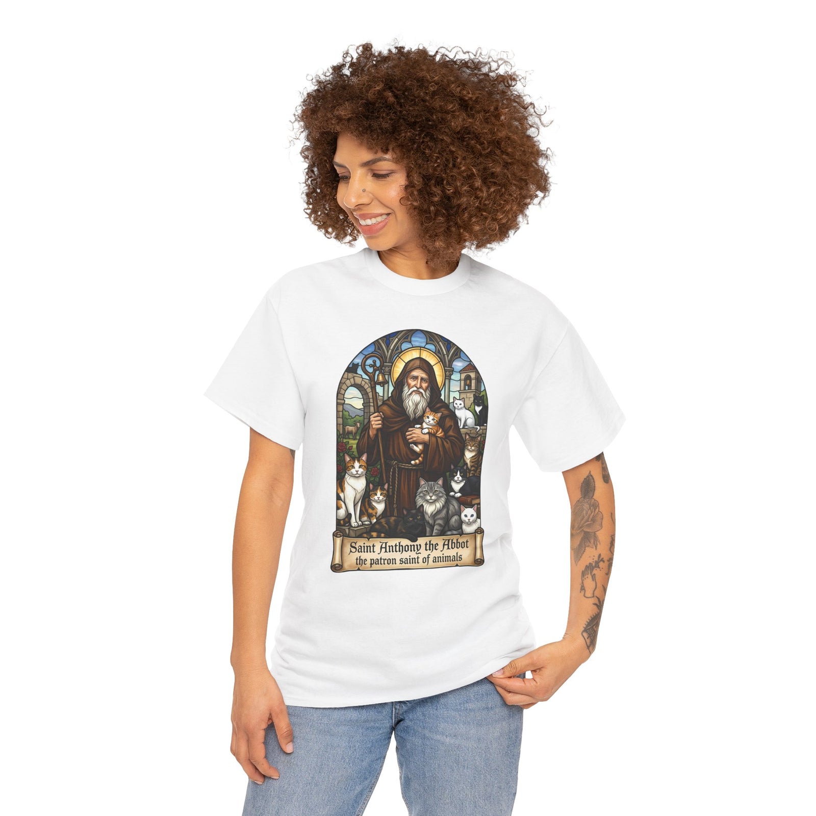 Saint Anthony the Abbot Cat T-Shirt Patron Saint of Animals Shirt