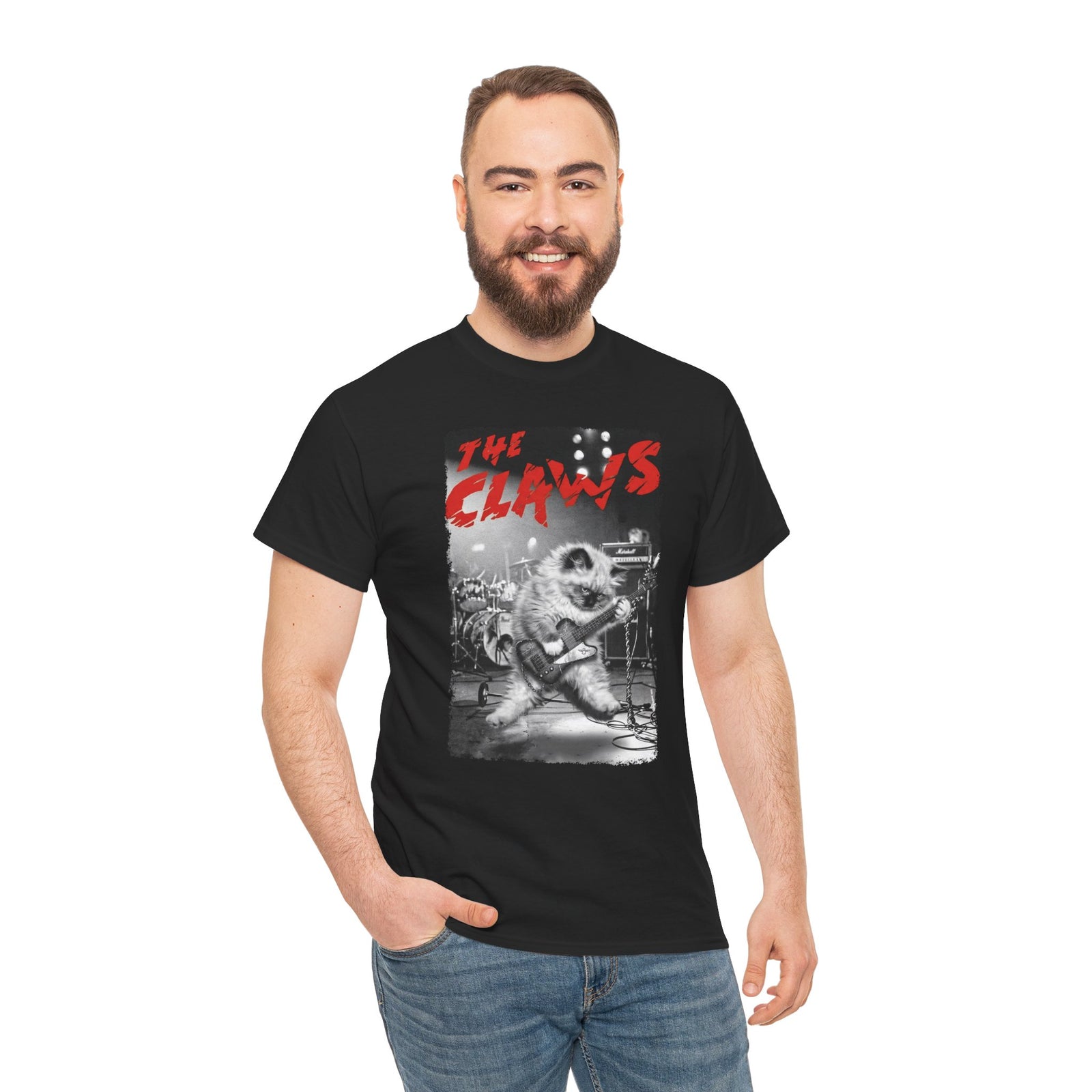 The Claws Cat Rock T-Shirt — Retro Cat Graphic Tee