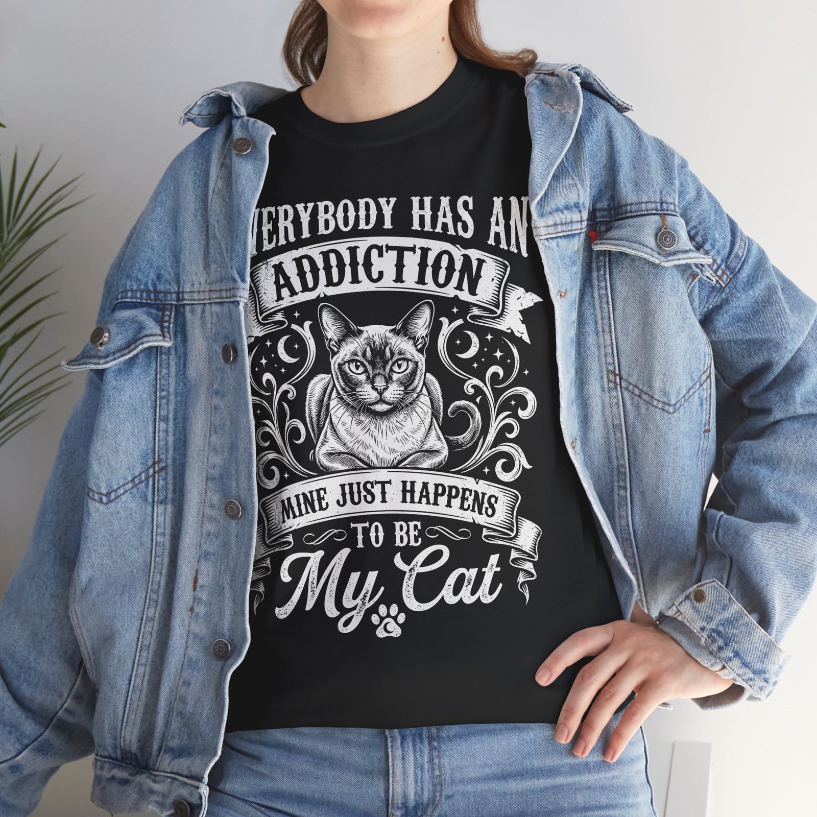 Cat Lover T-Shirt — "Everybody Has an Addiction, Mine Just Happens to Be My Cat" Graphic Tee