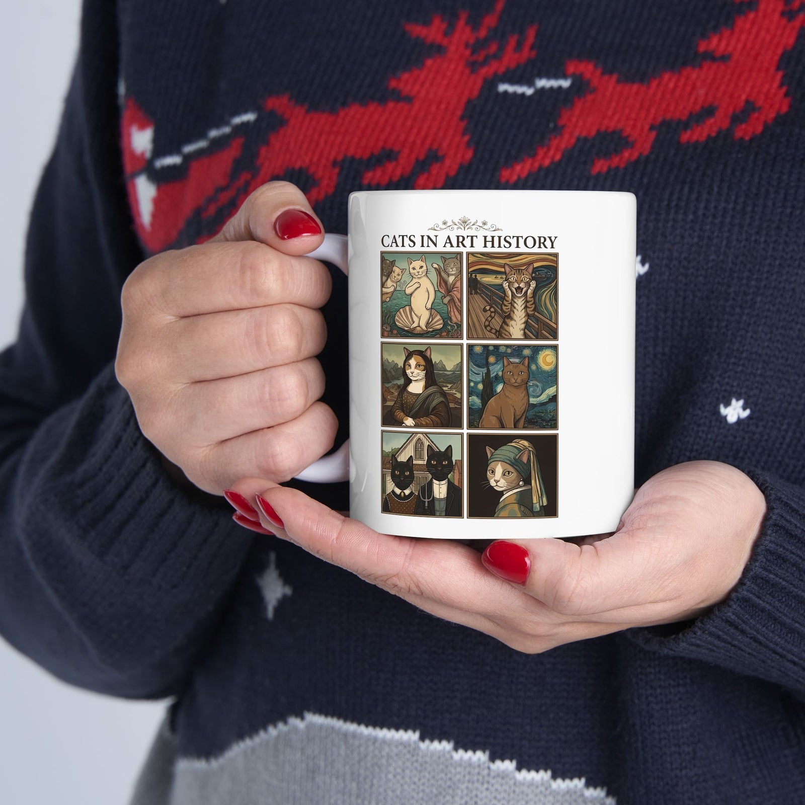 Cats in Art History Ceramic Mug — Vintage Art Cat Mug for Cat Lovers & Art Fans