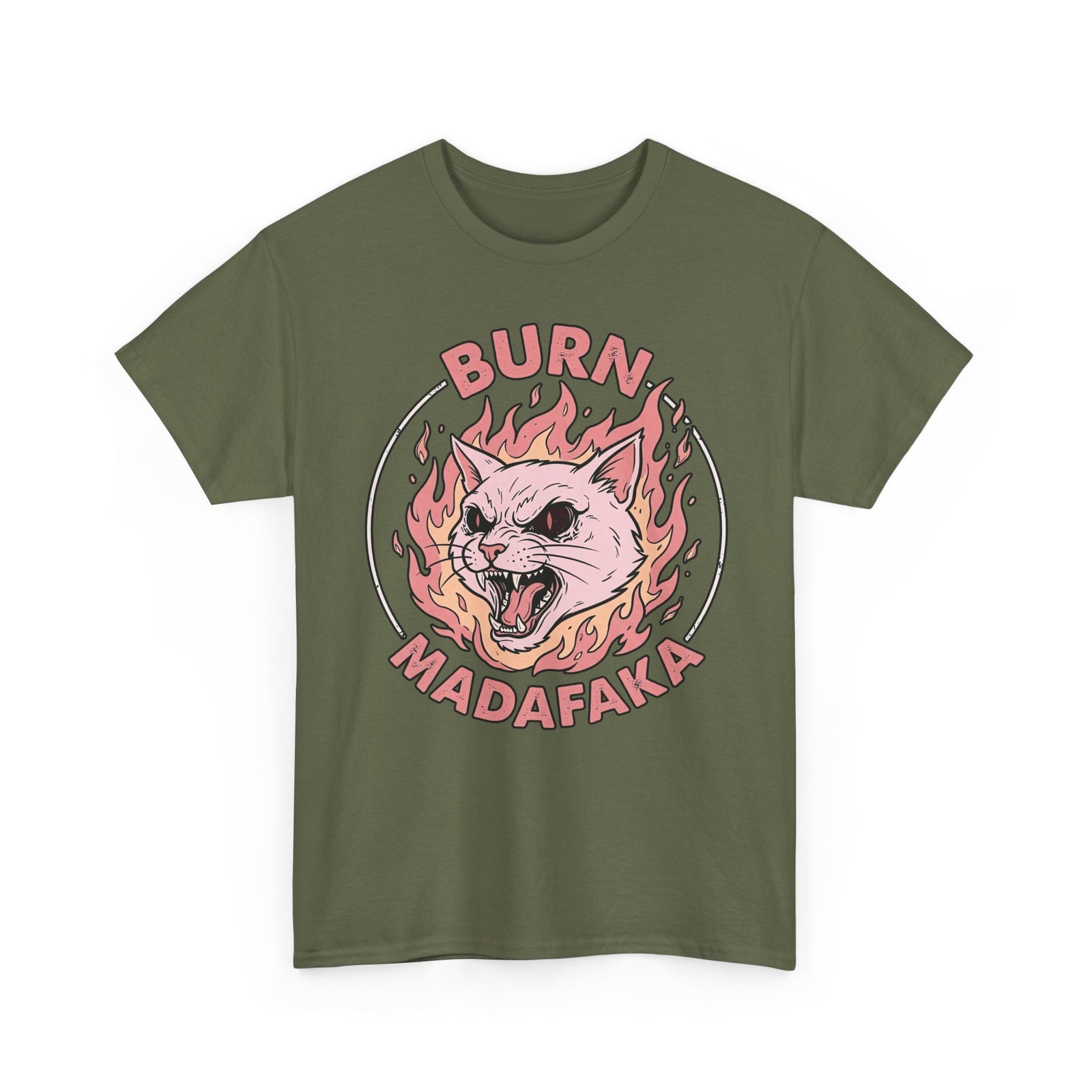 Funny Cat T‑Shirt — "Burn Madafaka" Graphic Tee