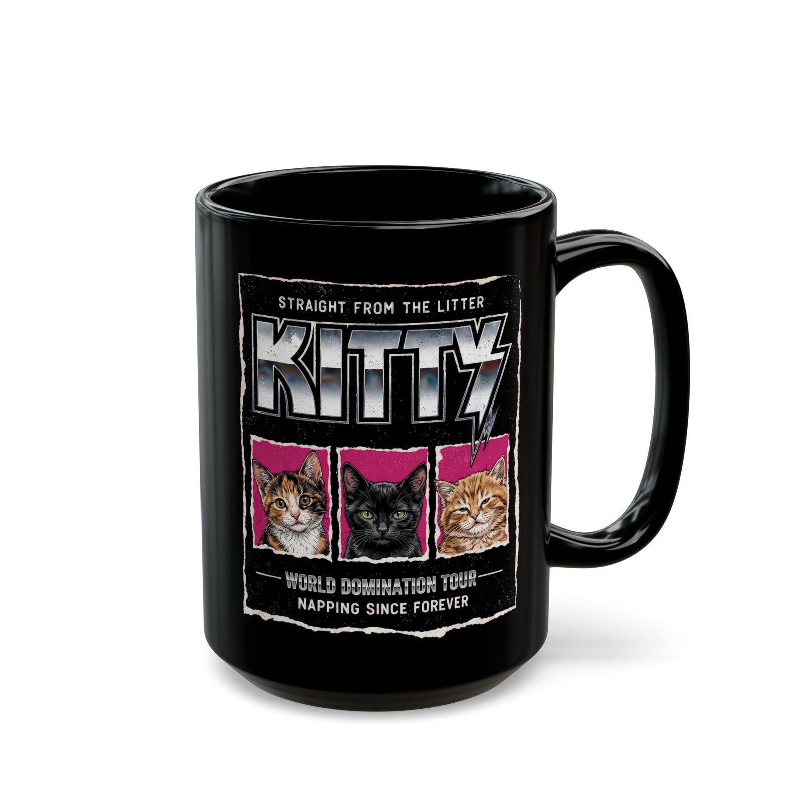 Straight From the Litter Kitty Black Mug Funny Cat Lover Mug