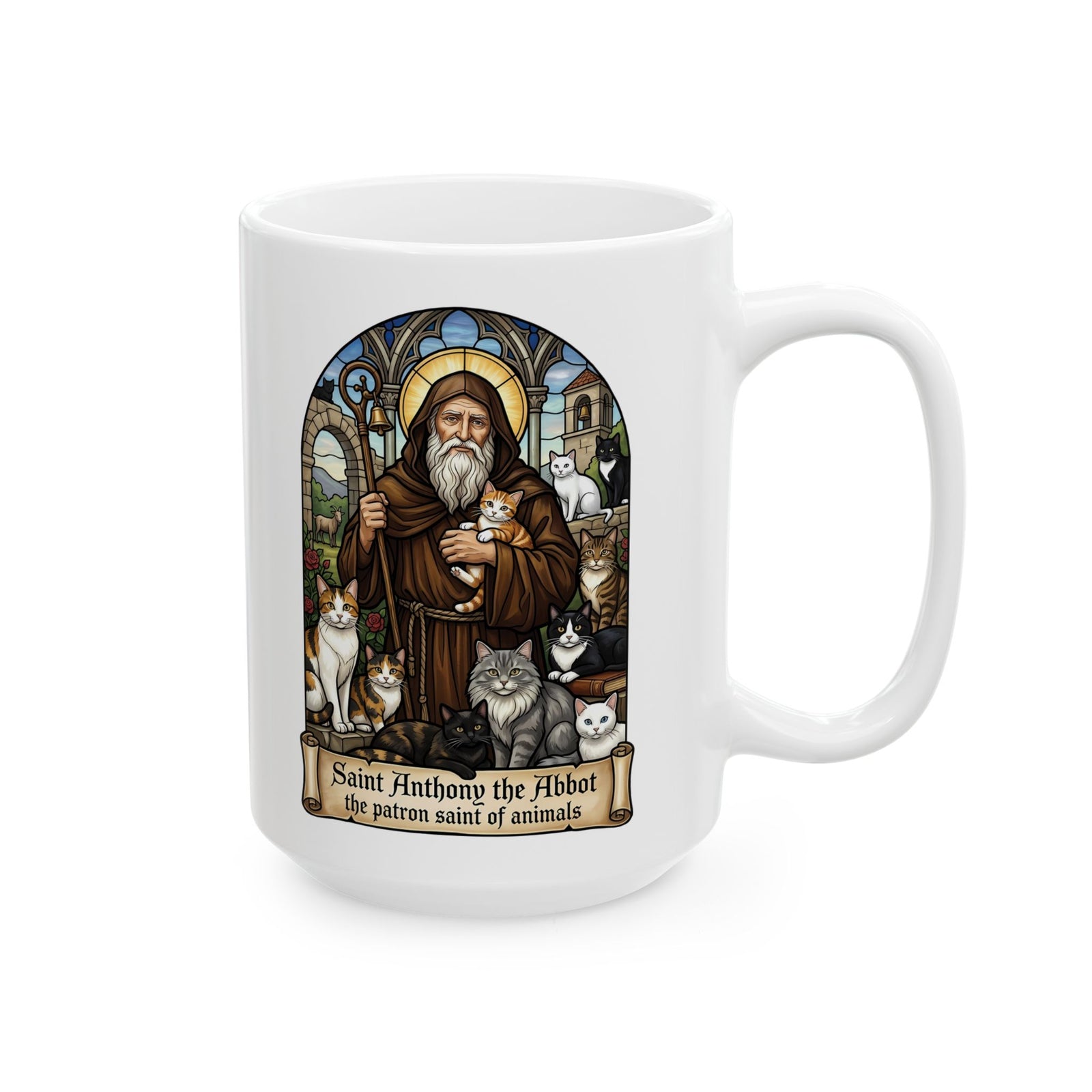 Saint Anthony the Abbot Cat Ceramic Mug Patron Saint of Animals Mug