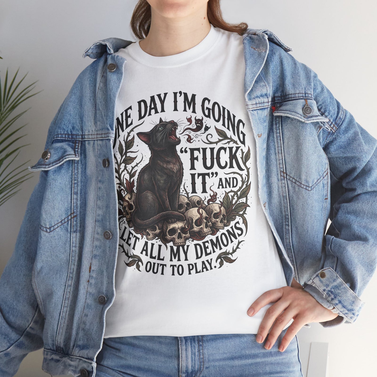 Let All My Demons Out To Play Black Cat — Edgy Gothic Tattoo Art