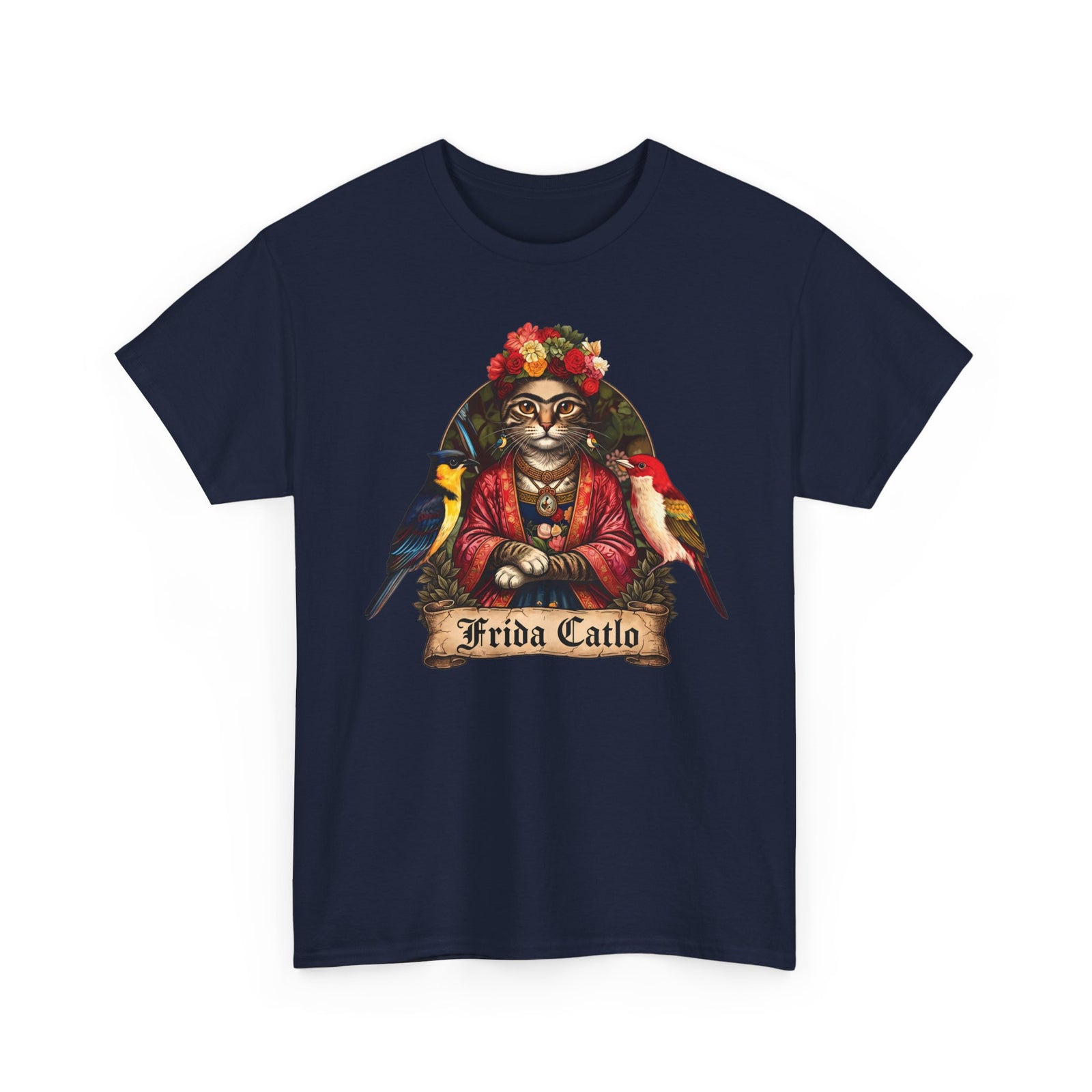 Frida Catlo T-Shirt — Frida Kahlo Cat Art History Parody Tee