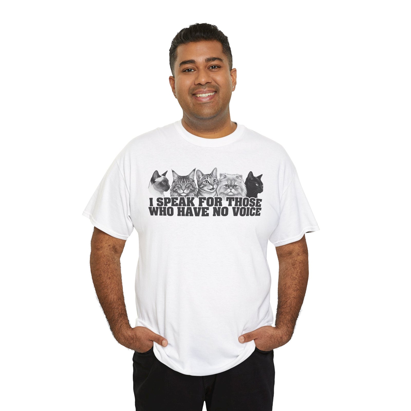 Cat Lover T-Shirt — "I Speak for Those Who Have No Voice" Animal Rescue Tee