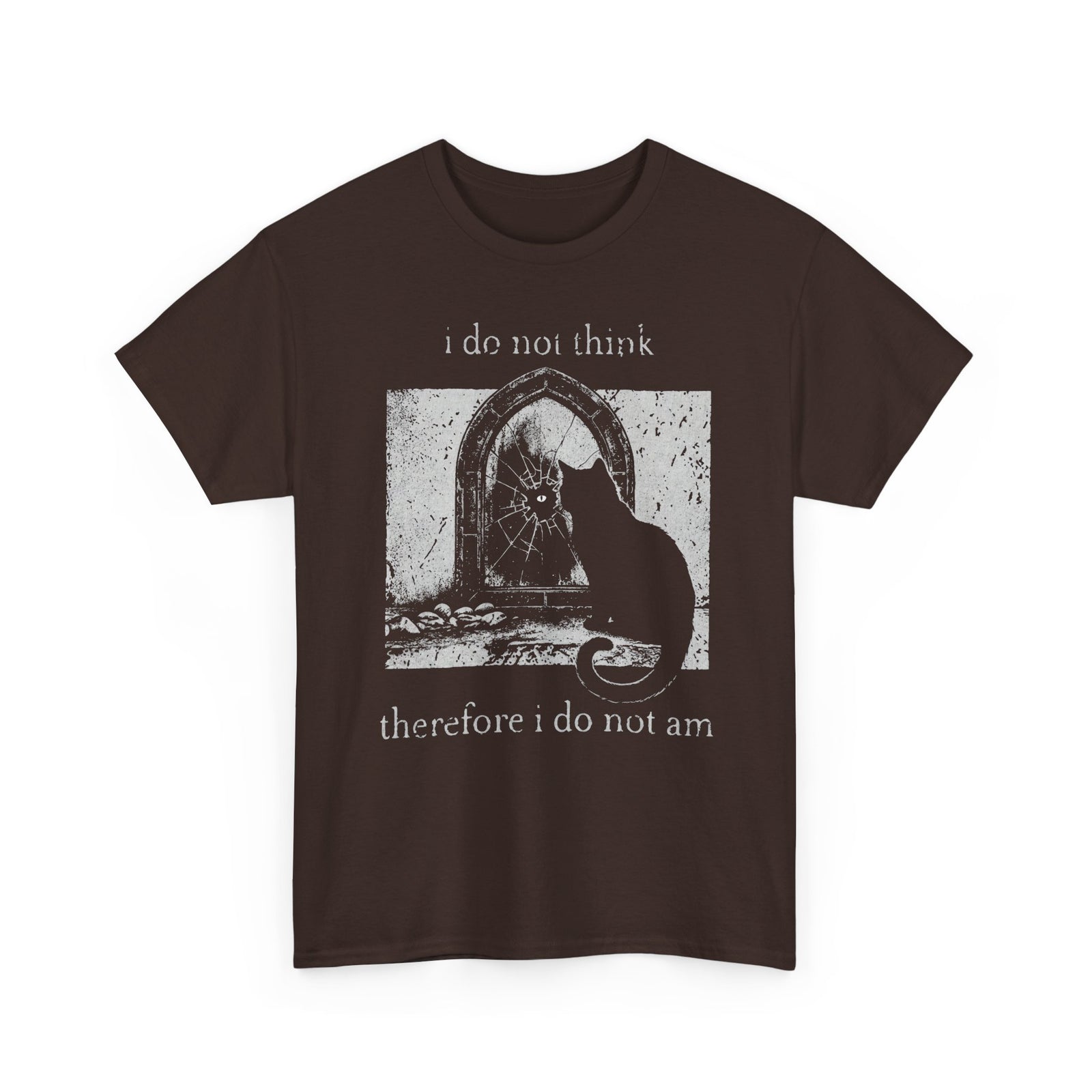 Vintage Black Cat T-Shirt — "I Do Not Think Therefore I Do Not Am"