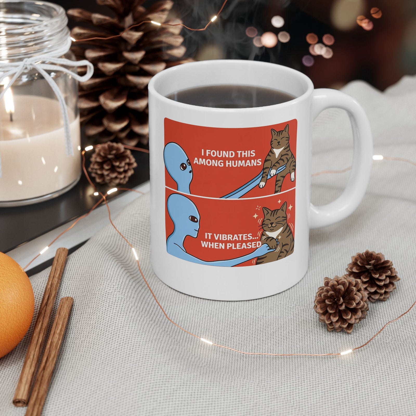 I Found a Cat Ceramic Mug — Cute Cat Lover Graphic Mug