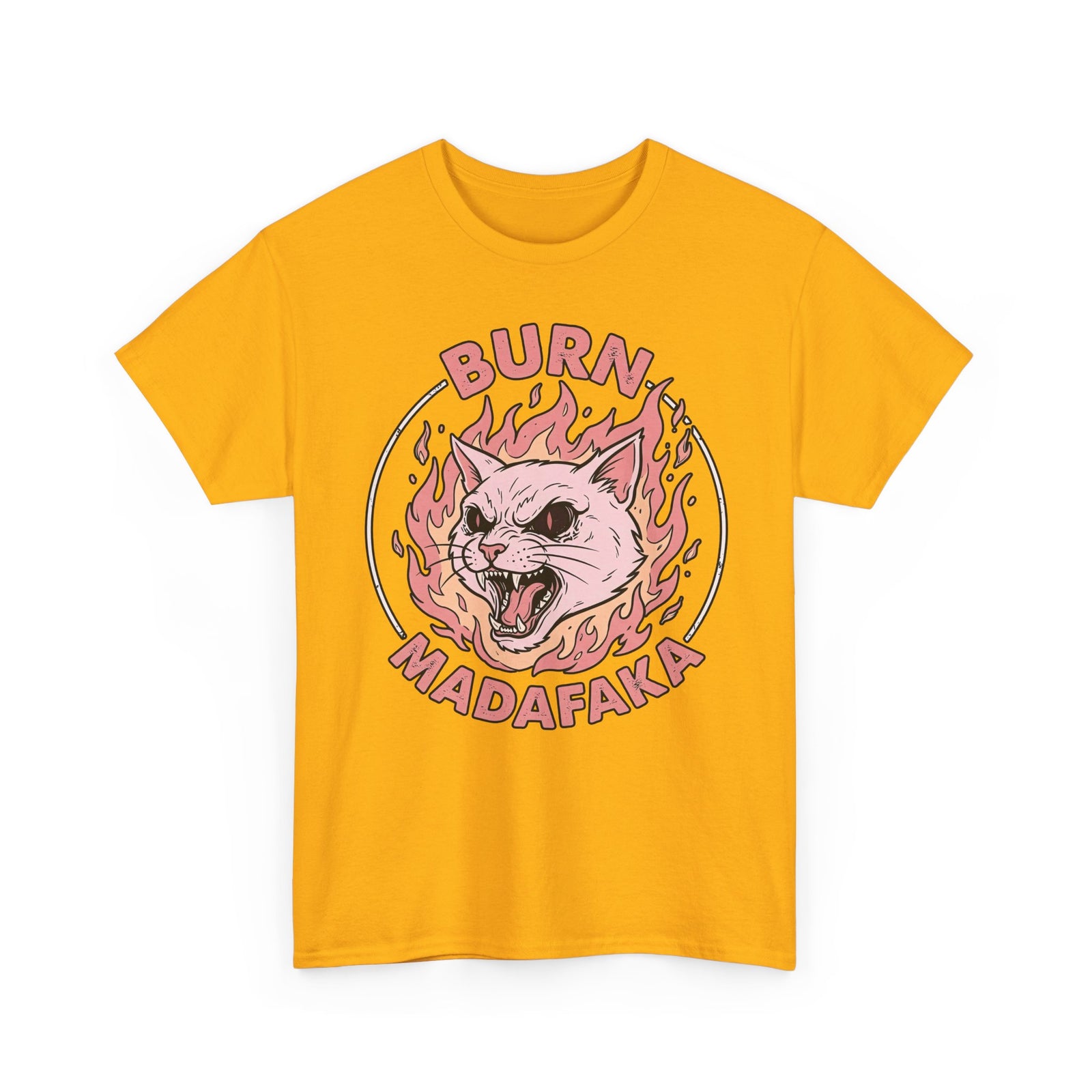 Funny Cat T‑Shirt — "Burn Madafaka" Graphic Tee