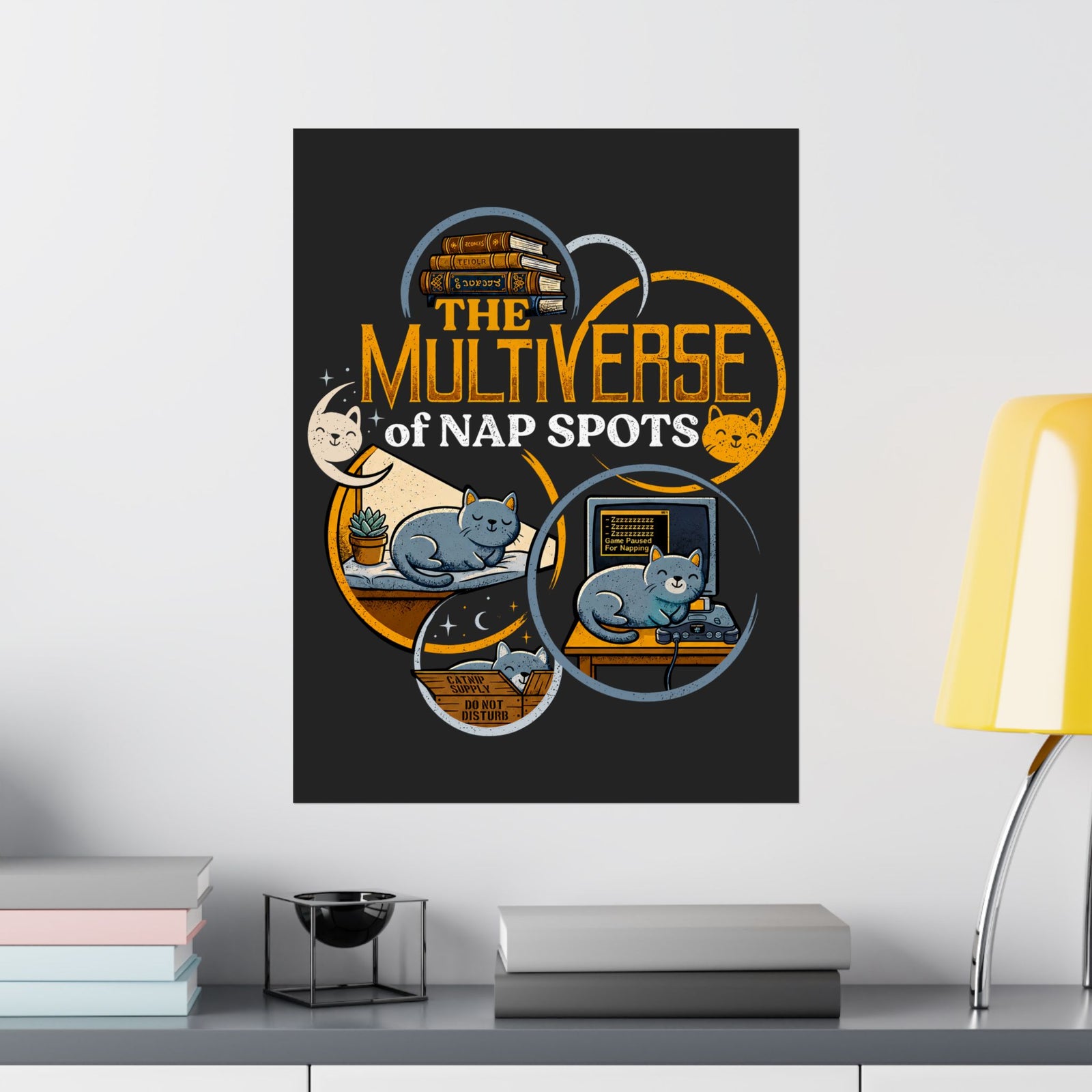 Multiverse Nap Spots Cute Cat Poster — Cute Cat Nap Graphic Poster