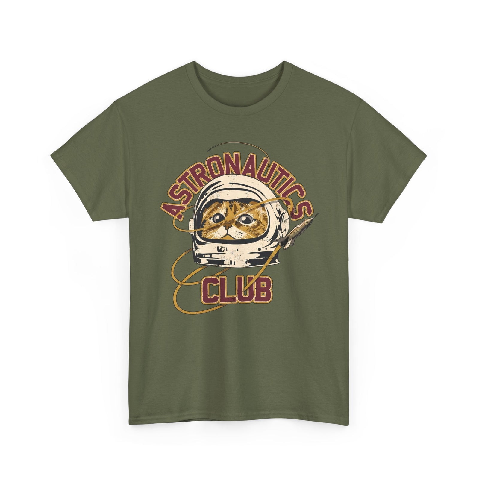 Astronautics Club T-Shirt — Retro Space Cat Astronaut Graphic Tee