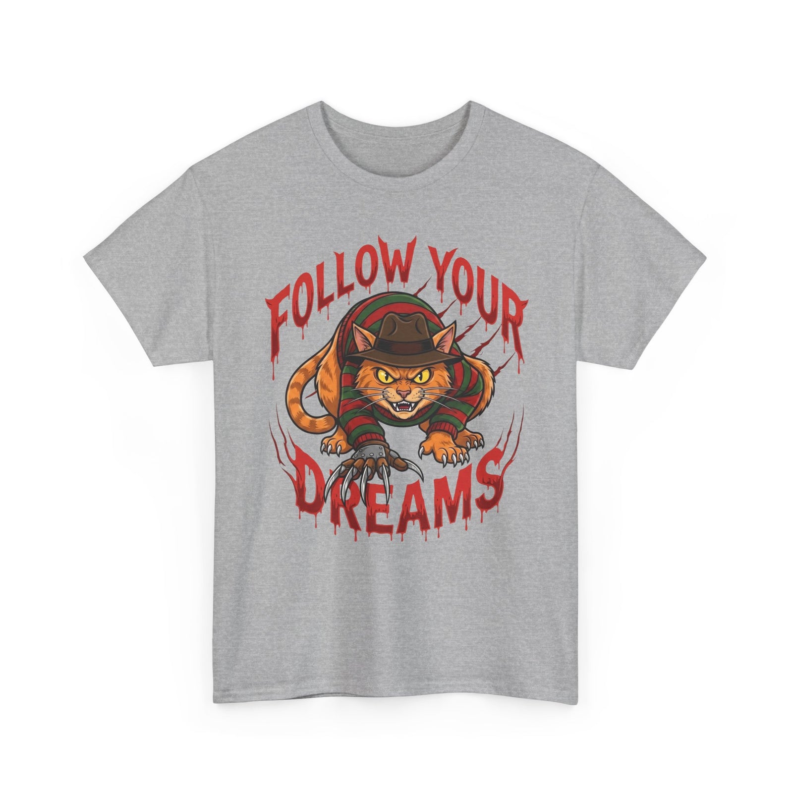 Follow Your Dreams Freddy Cat Horror Graphic Tee