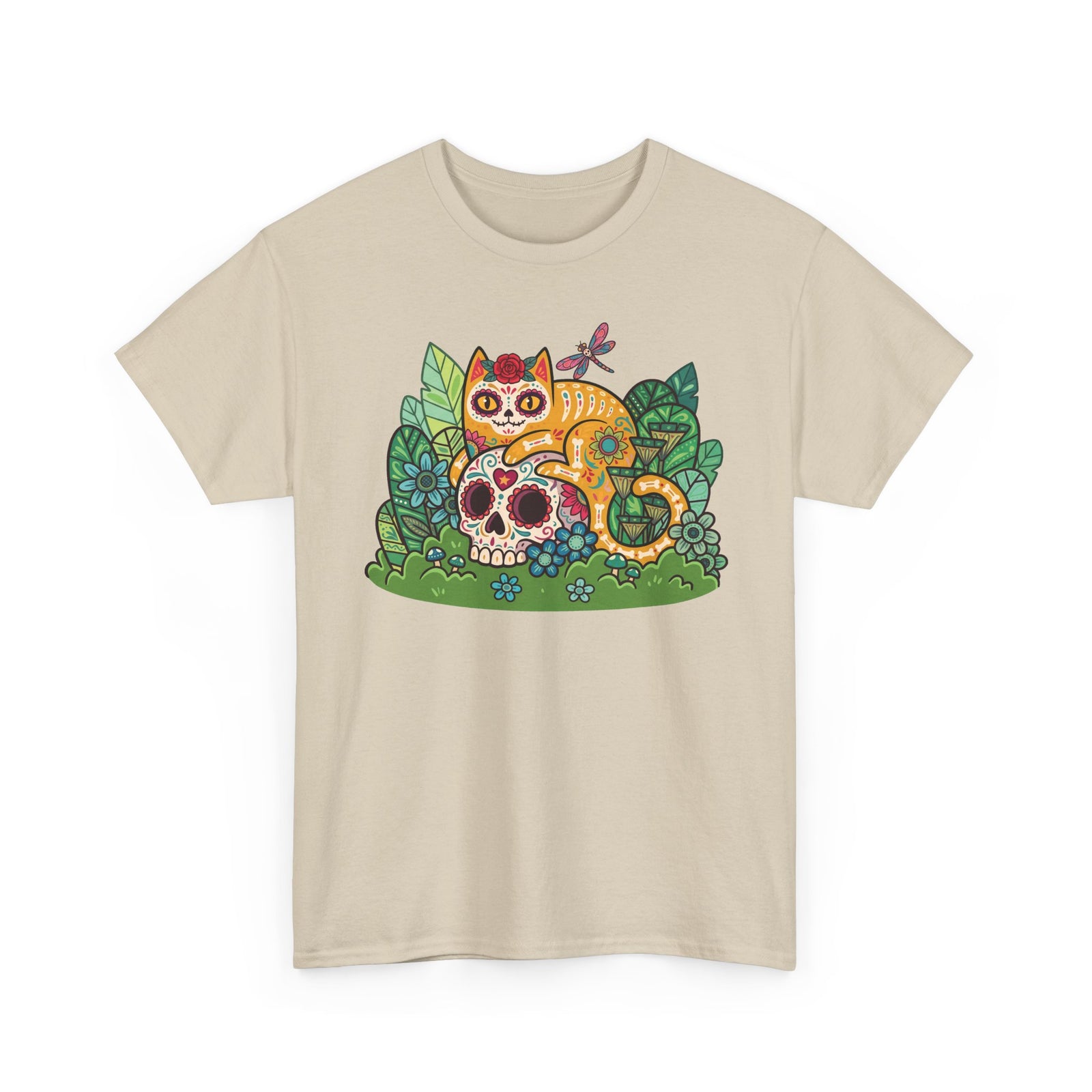 Sugar Skull Cat T-Shirt — Day of the Dead Calavera Feline Tee