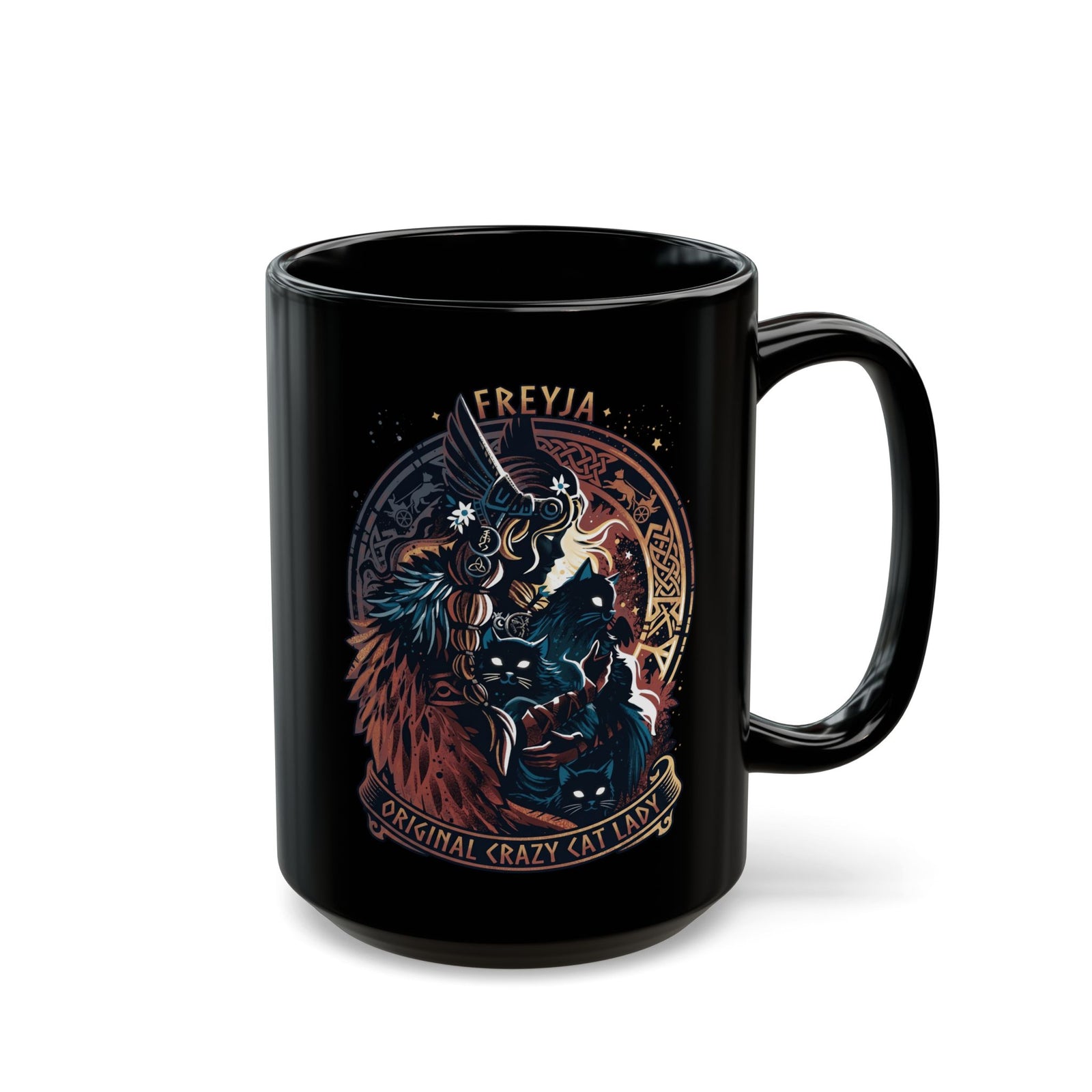 Crazy Cat Lady Black Mug — Freyja Original Cat Lover Mug