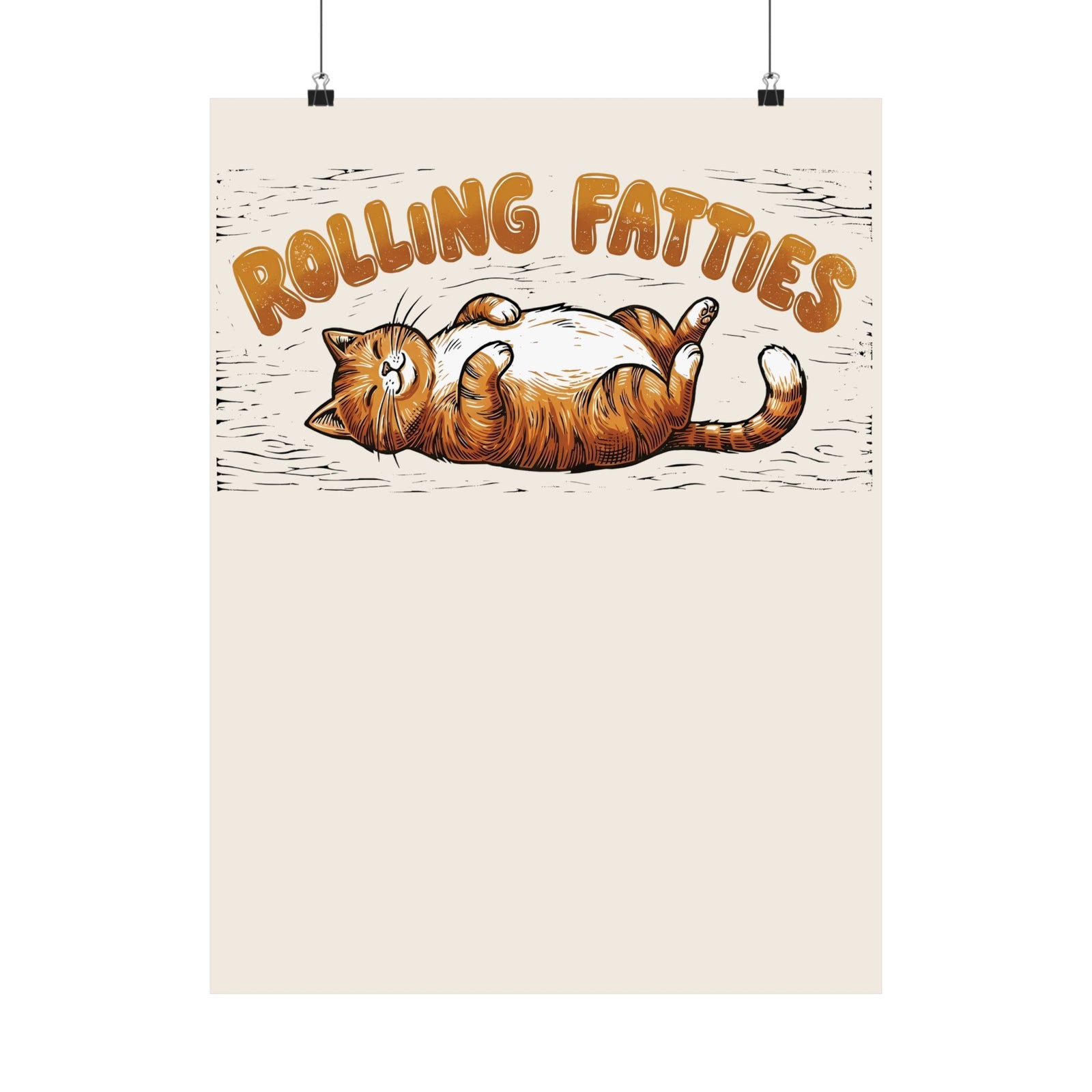 Rolling Fatties Cat Poster — Cute Cartoon Cat Graphic Poster