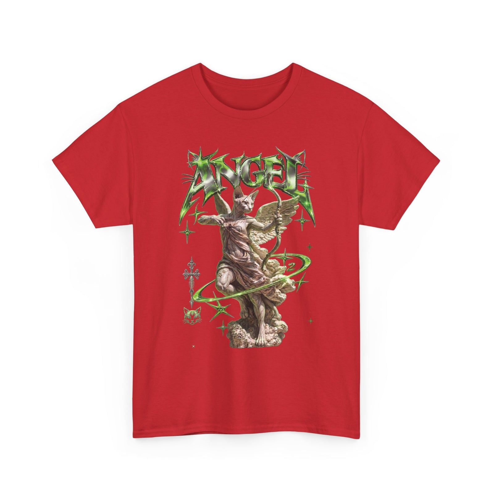 Funny Angel Hairless Sphynx Cat Shirt — Renaissance Cyber-Goth T-Shirt