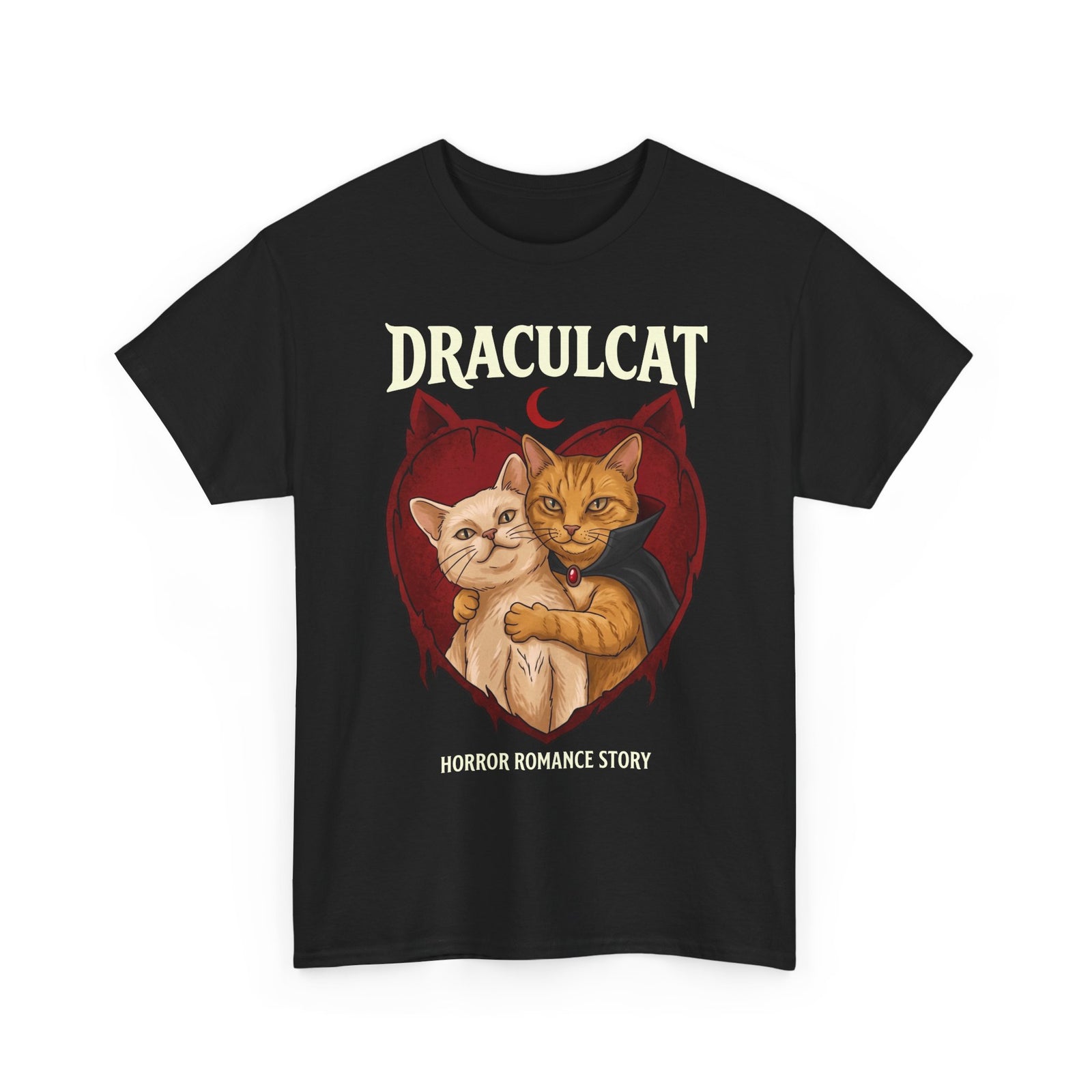 Draculcat Tee – Horror Romance Cat Graphic T-Shirt