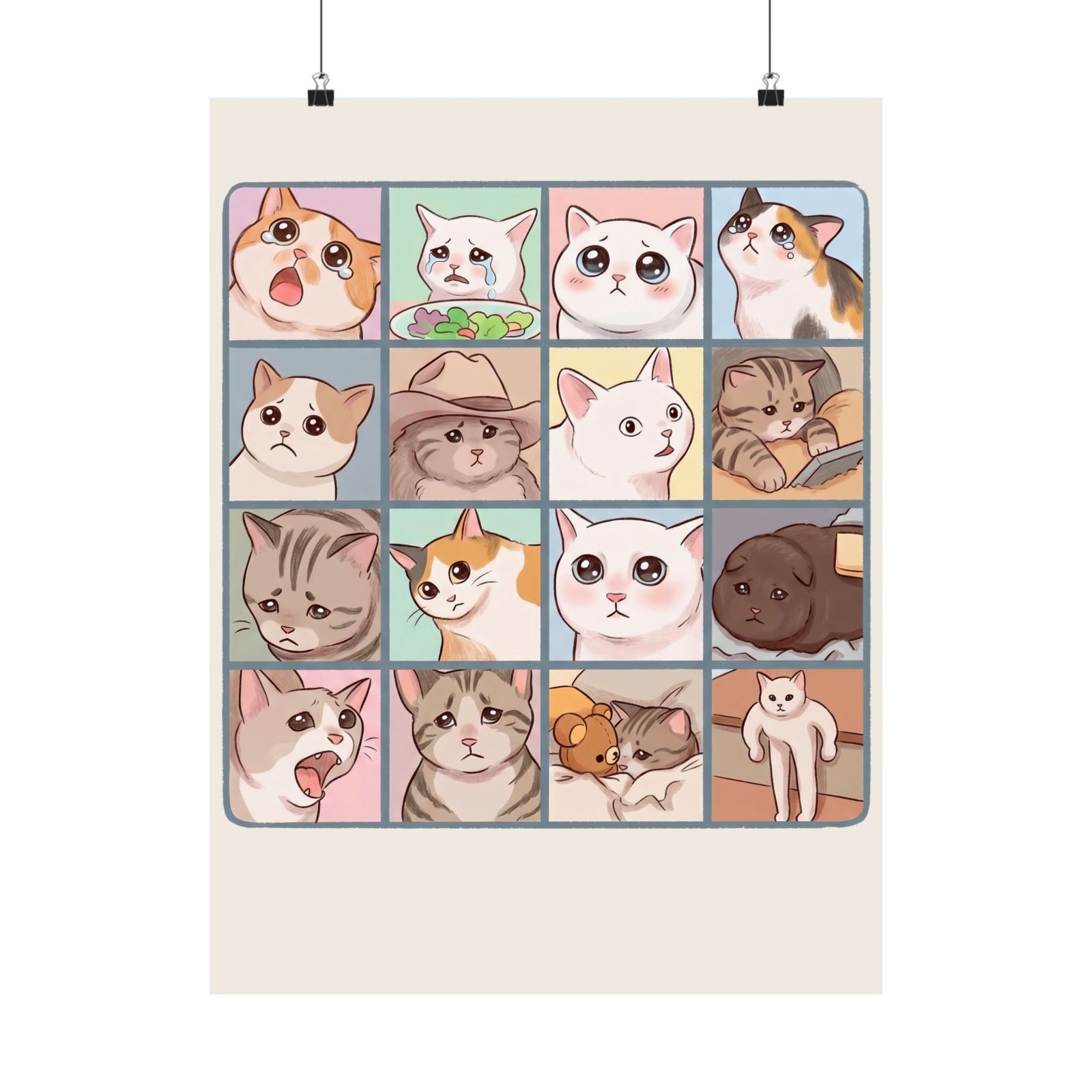 Cat Reactions Poster Funny Cat Memes Poster