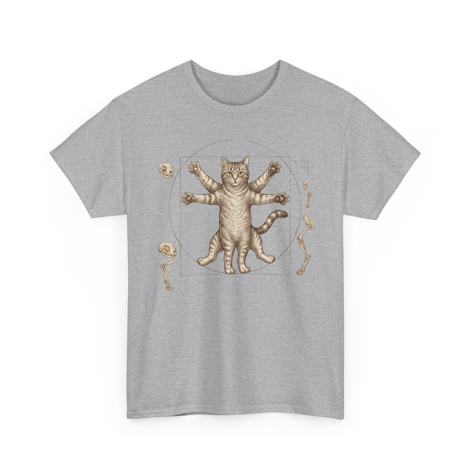 Vitruvian Cat T-Shirt — Anatomical Cat Art Tee