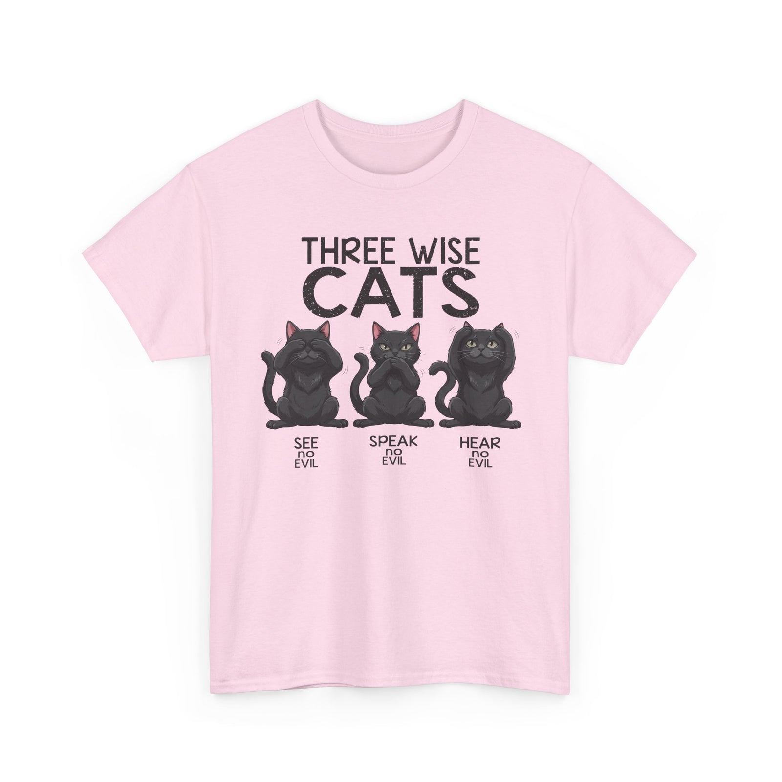 Three Wise Cats T-Shirt — See Speak Hear No Evil Black Cat Graphic