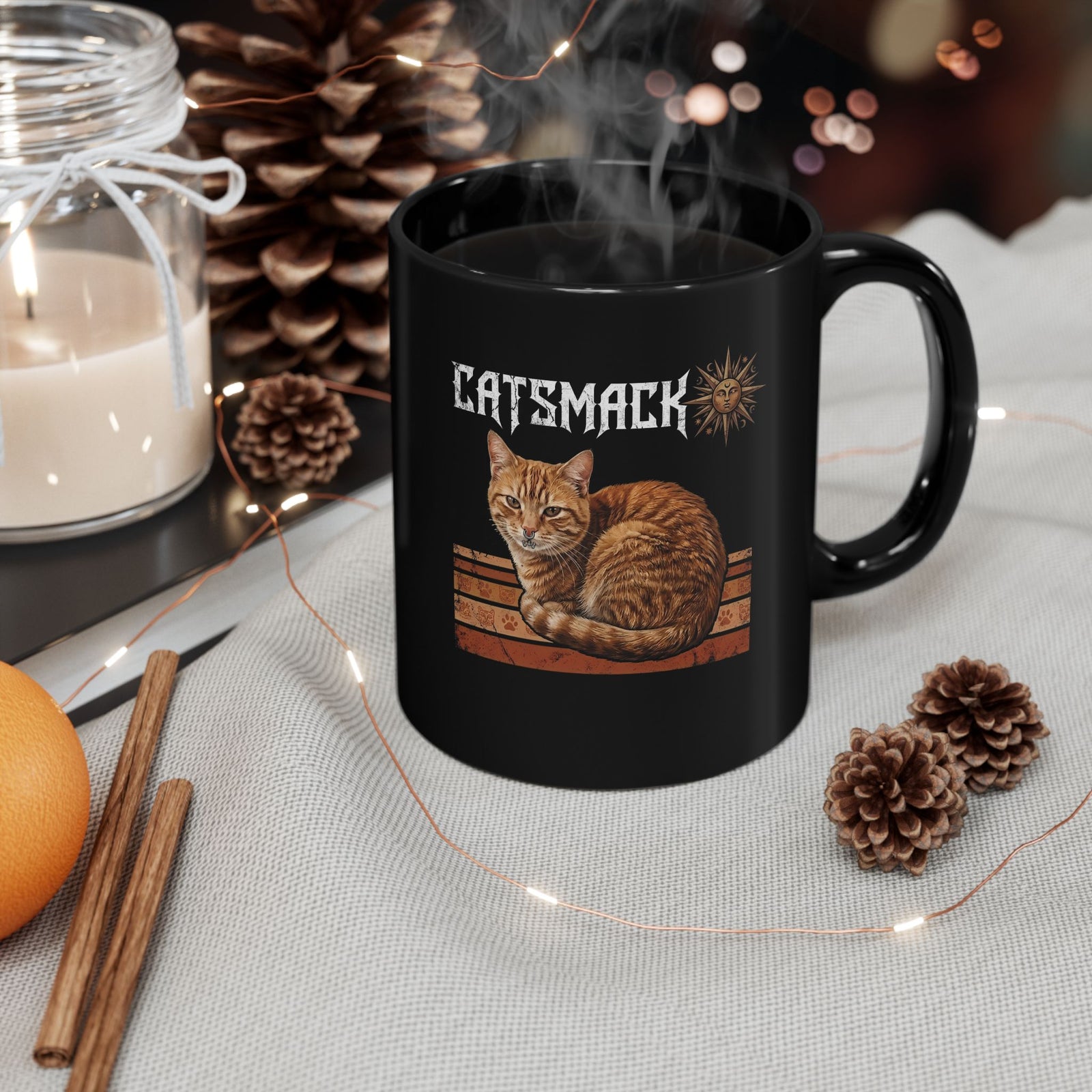 Catsmack Cat Graphic Black Mug