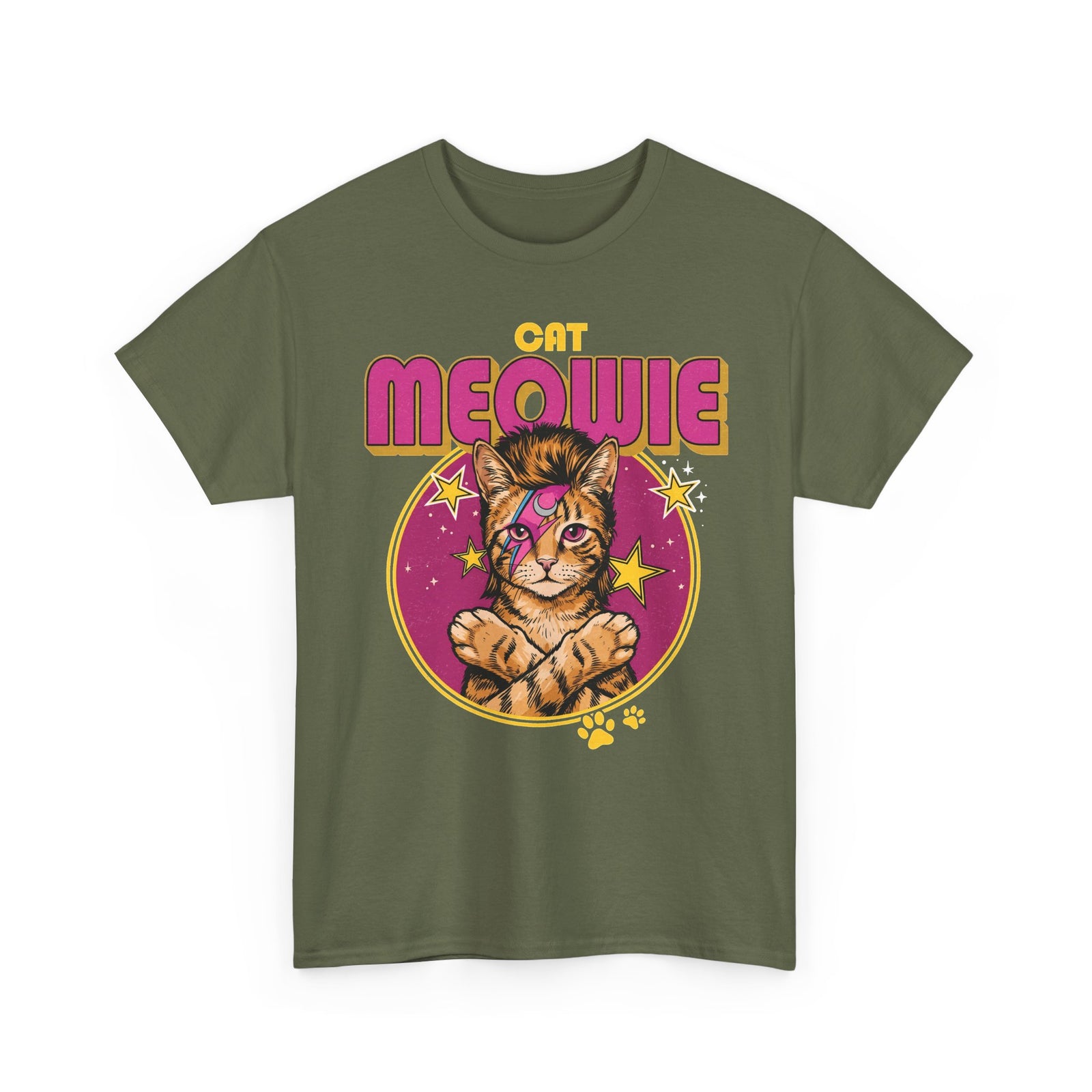 Funny Cat Meowie Lightning Bolt Shirt — 80s Retro Rocker Cat T-Shirt