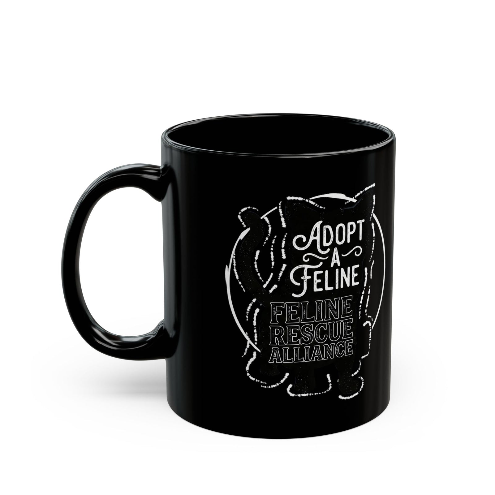 Adopt a Feline Black Mug – Feline Rescue Alliance Cat Mug, Cat Lover Graphic Mug