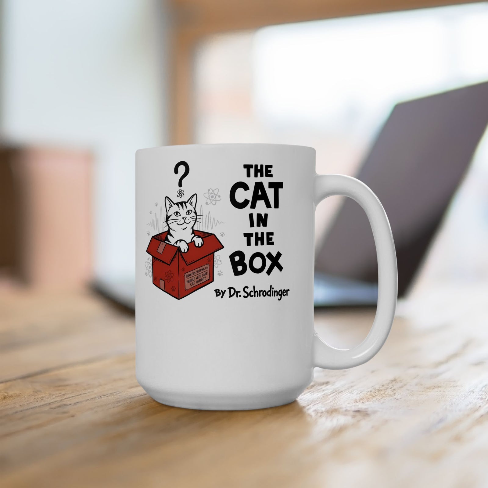 The Cat in the Box Ceramic Mug — Cute Cat in a Box Graphic Mug