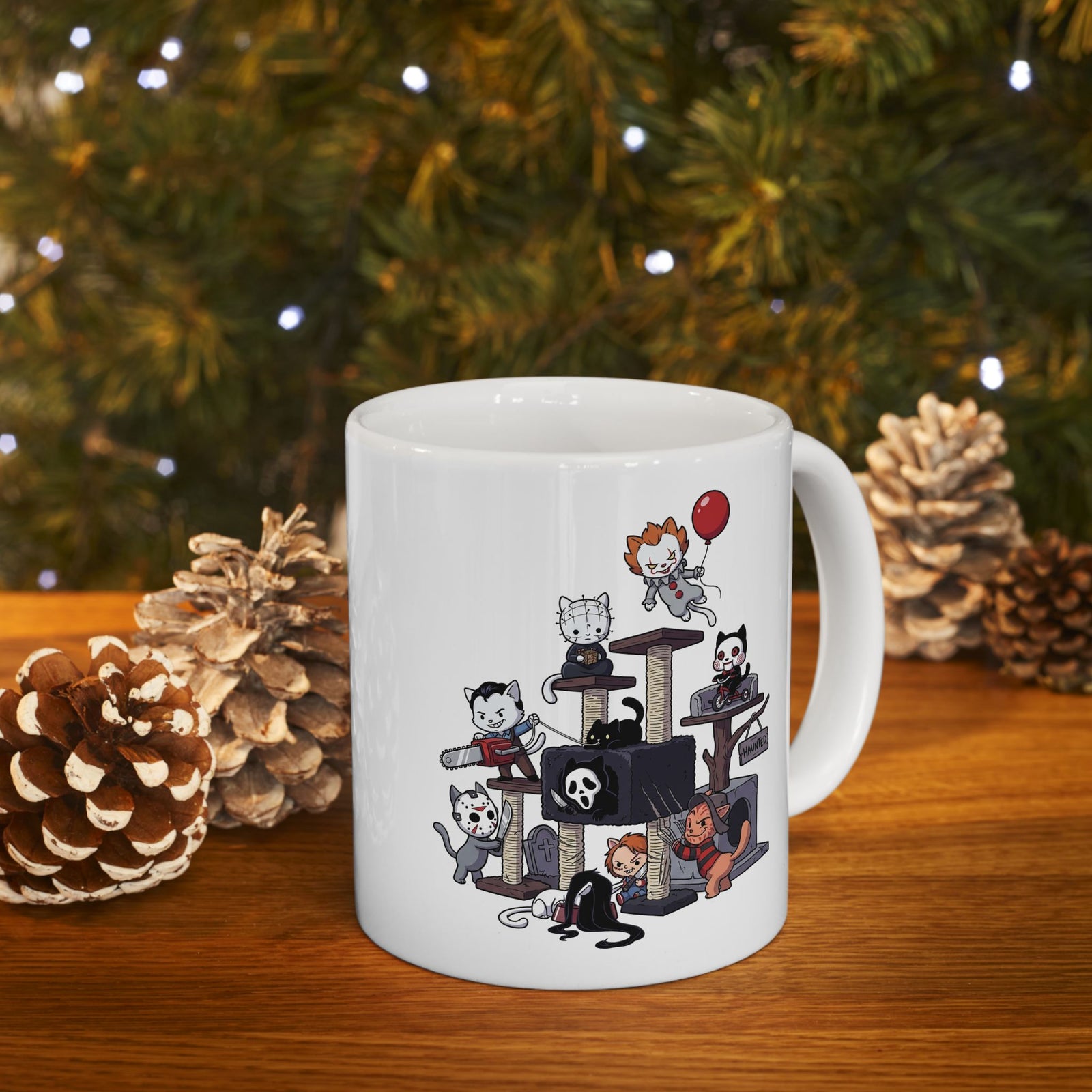 Horror Movie Cats T‑Mug — Cute Creepy Kitty Playground