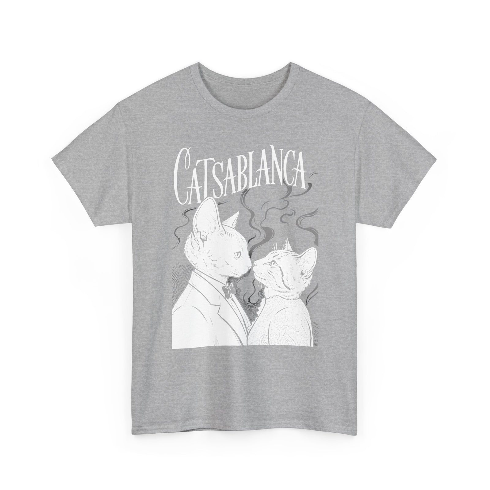 Catsablanca Graphic Tee — Retro Noir Cat Movie Parody T-Shirt
