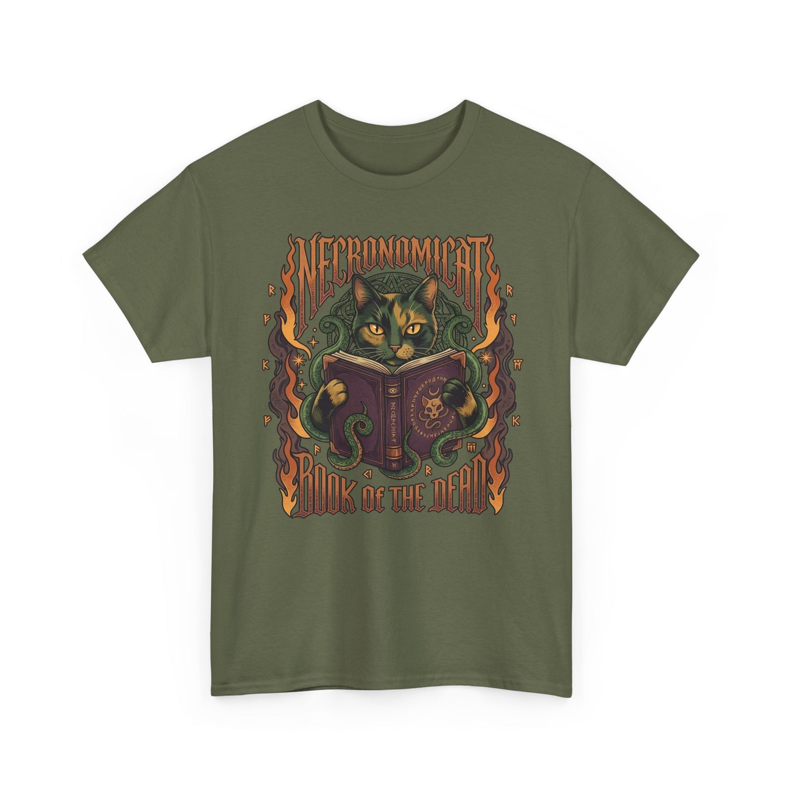 Necronomicat Occult Cat T-Shirt — Dark Mystic Graphic Tee