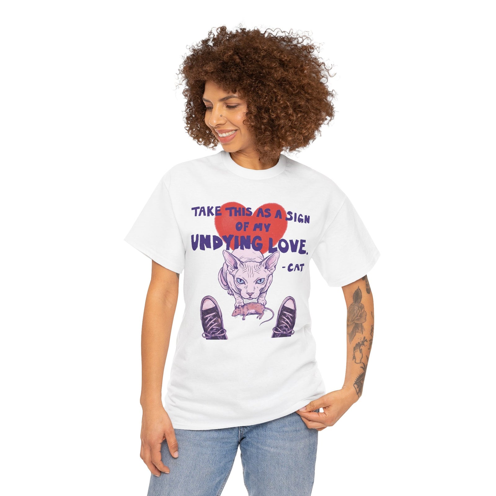 Cat Love Graphic Tee — “Take This as a Sign of My Undying Love”