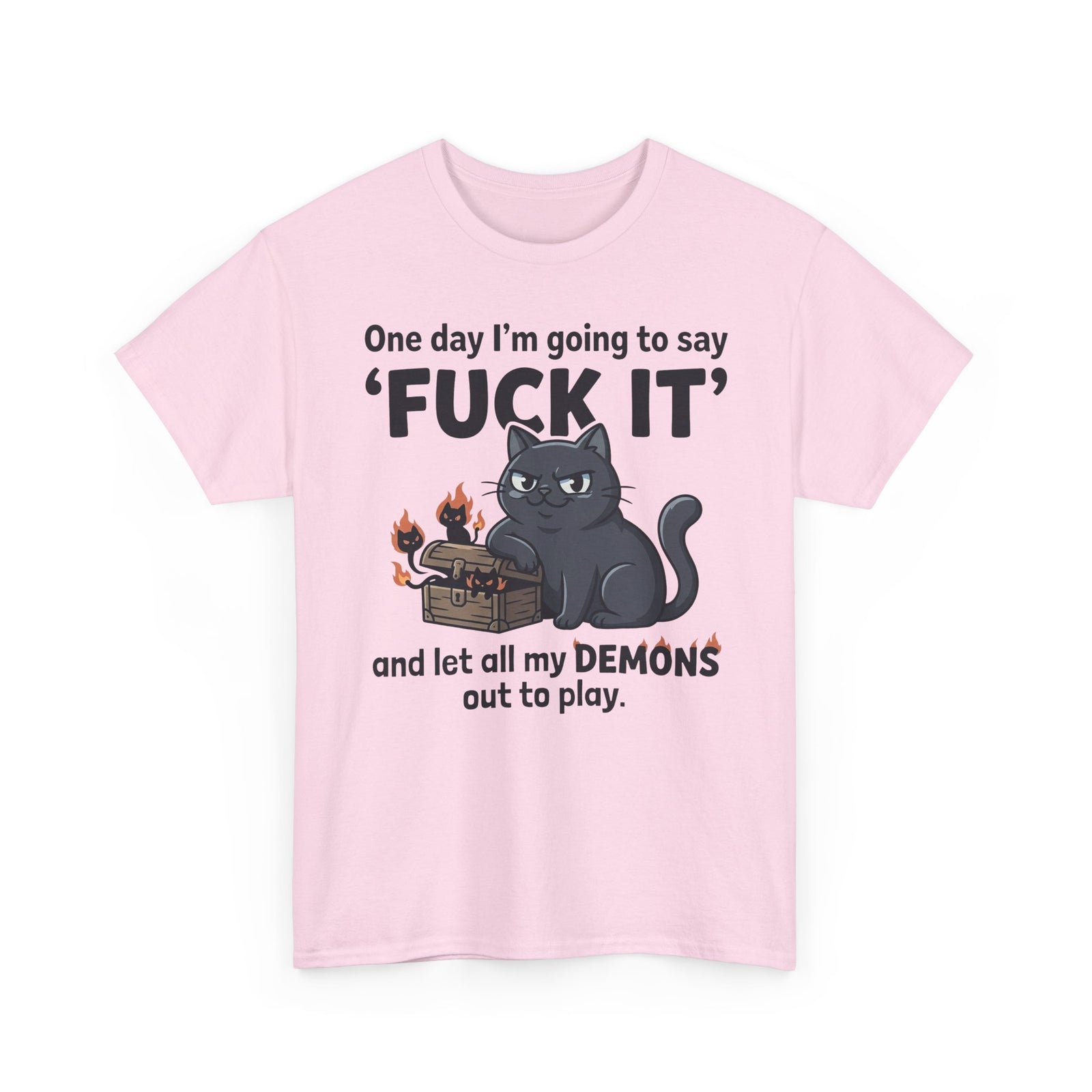 Cat Demon Graphic Tee — “One day I'm going to say 'FUCK IT'” Funny Goth T-Shirt