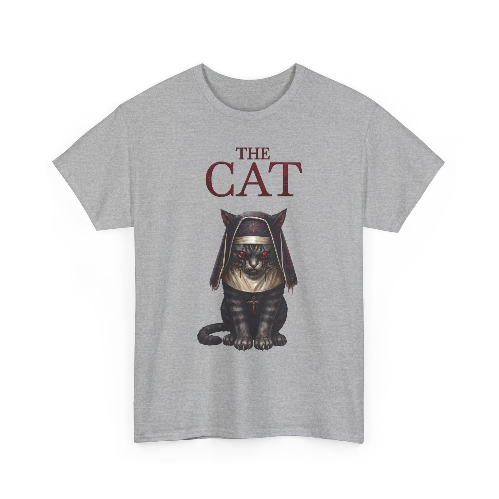 The Cat Horror Movie Parody T-Shirt — Demonic Nun Tabby Cat Tee