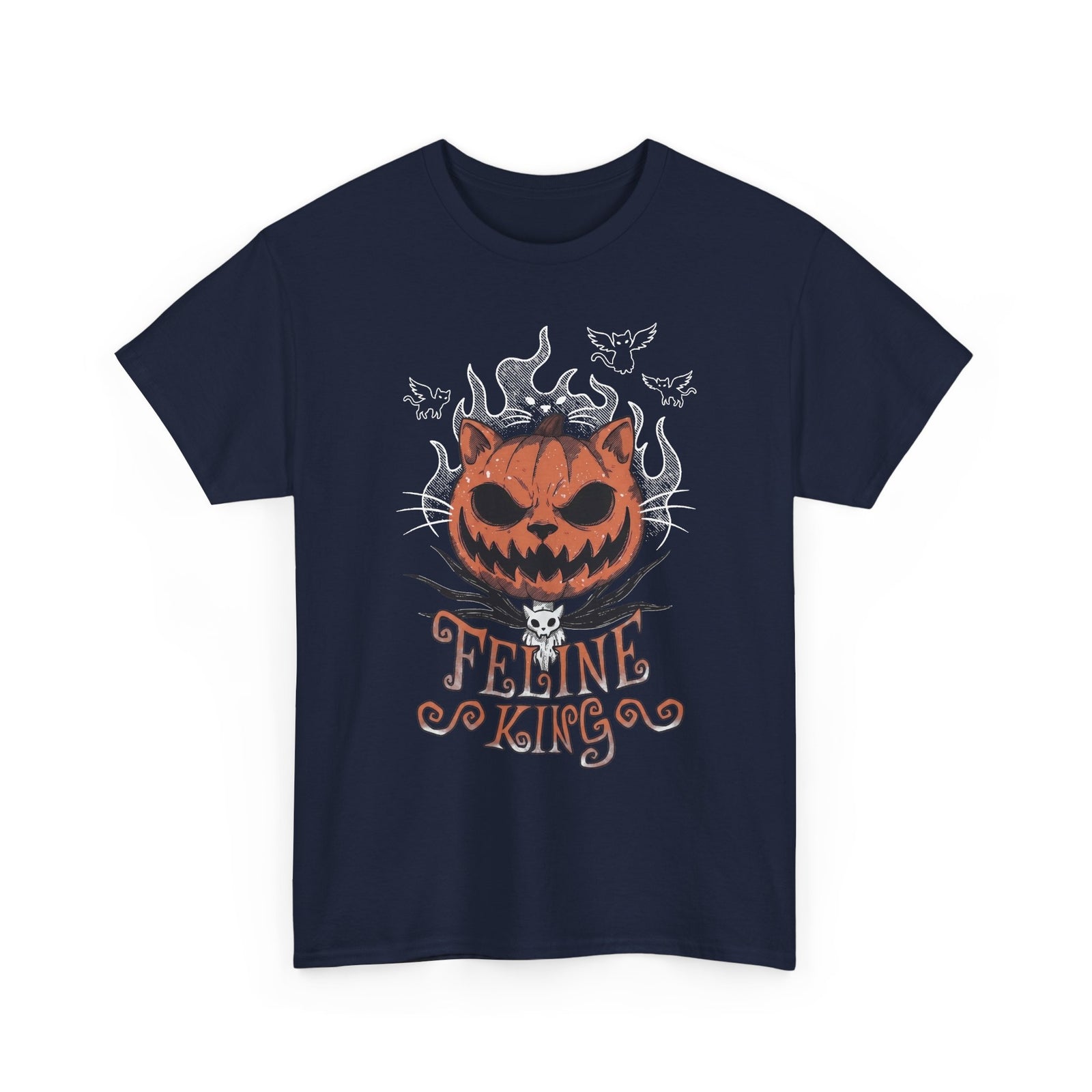 Feline King Halloween Cat Graphic — Spooky Pumpkin King Parody Art