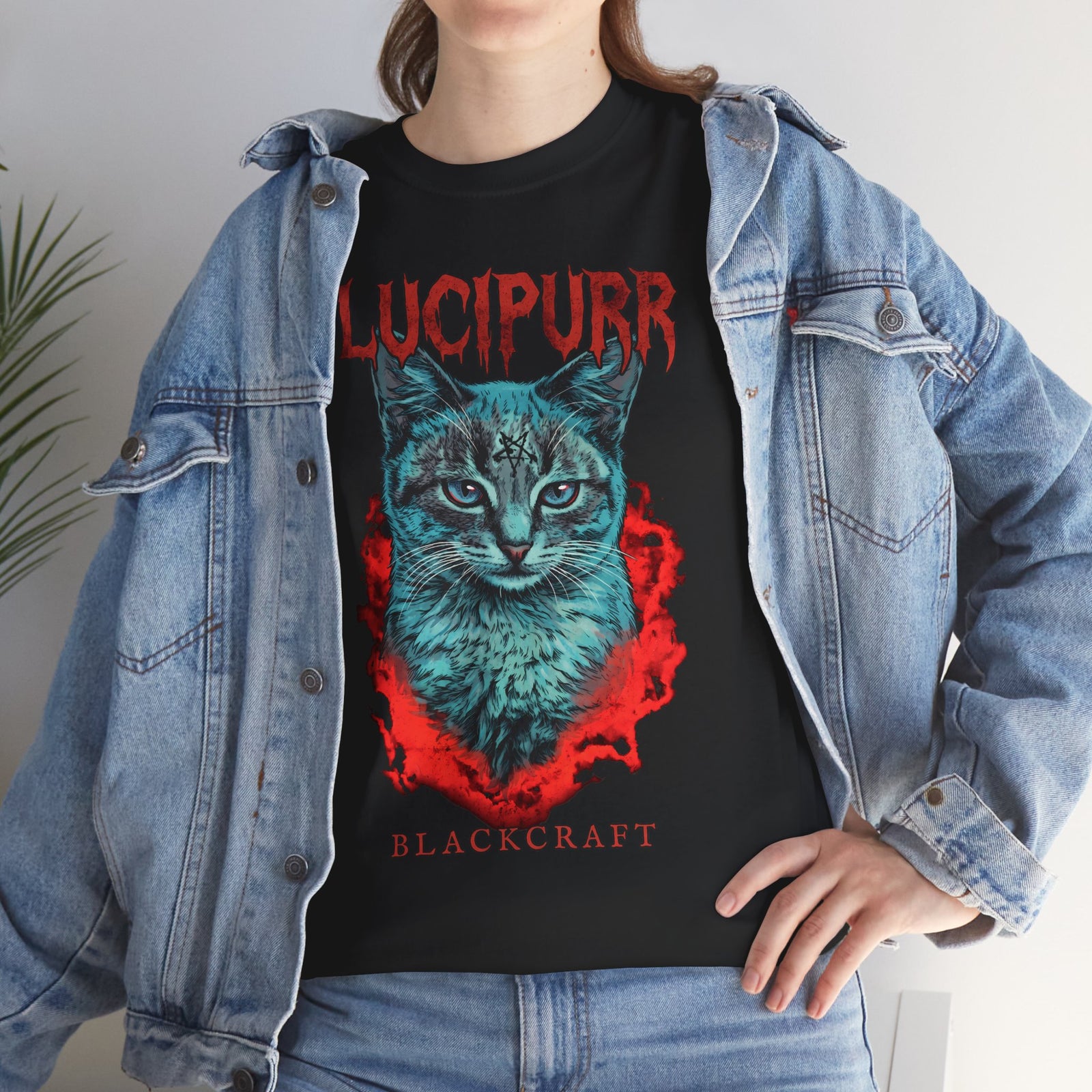Lucipurr Blackcraft T-Shirt — Edgy Heavy Metal Satanic Cat Graphic Tee