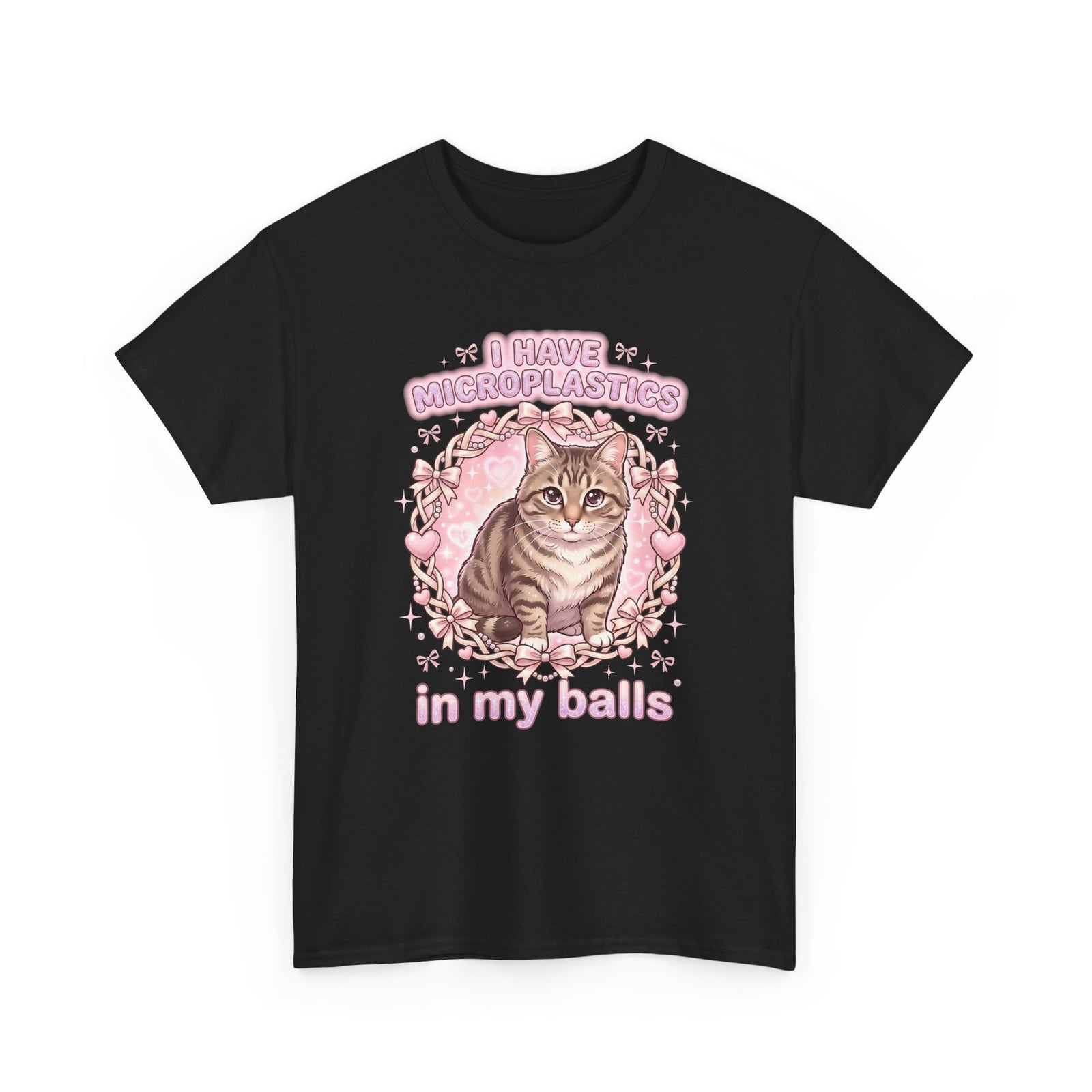 Funny Cat Tee "I Have Microplastics In My Balls" Meme Shirt