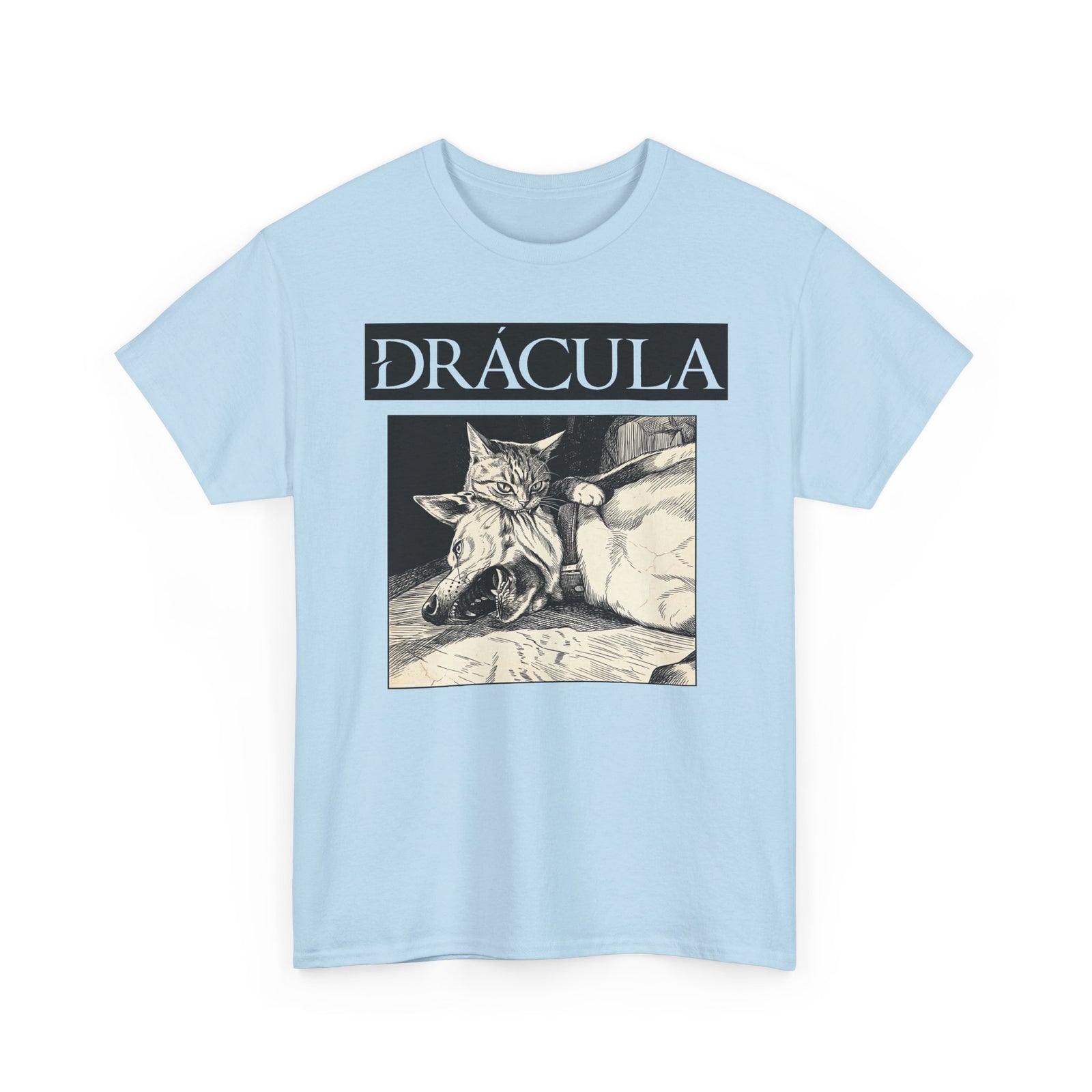Dracula Cat Graphic Tee — Gothic Vintage Vampire Artwork T-Shirt