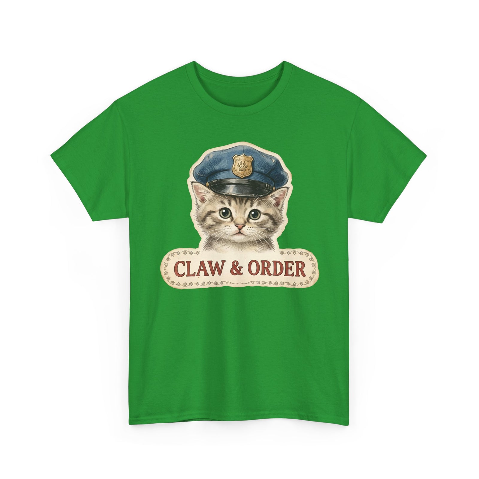 Claw and Order Cat T-Shirt — Funny Cat Crime Pun Tee