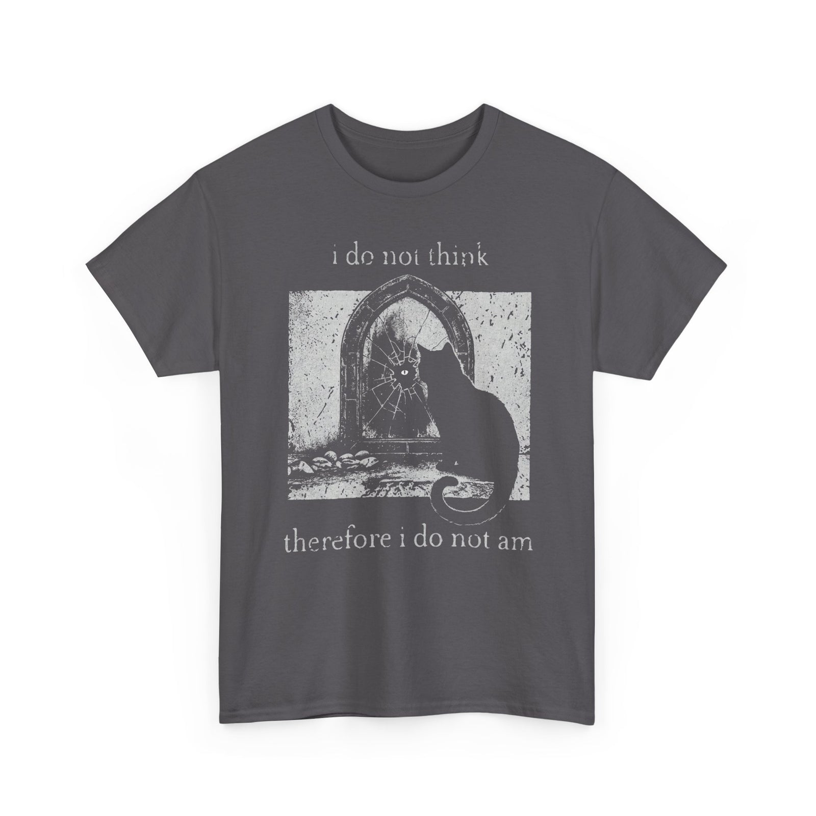 Vintage Black Cat T-Shirt — "I Do Not Think Therefore I Do Not Am"