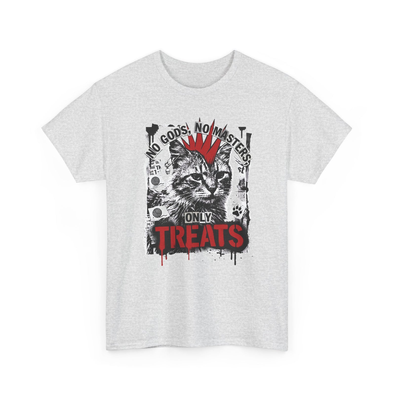 Punk Cat Tee — “No Gods No Masters, Only Treat” Graphic T-Shirt