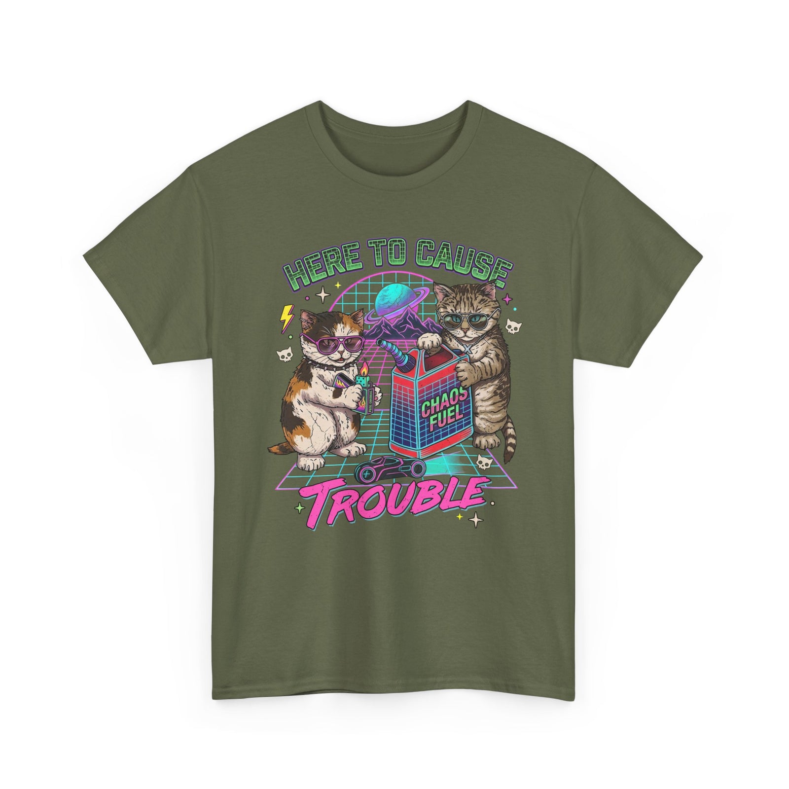 Here to Cause Trouble Naughty Cats T-Shirt