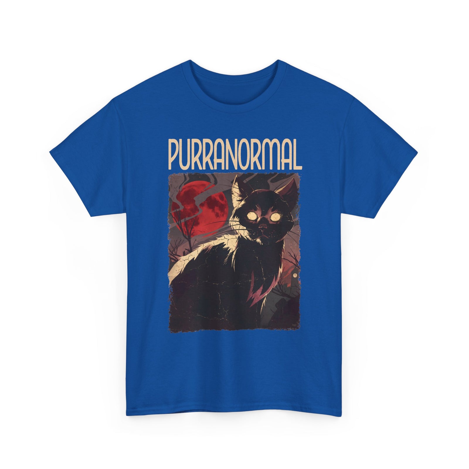Purranormal Black Cat T-Shirt — Spooky Blood Moon Ghost Cat Tee